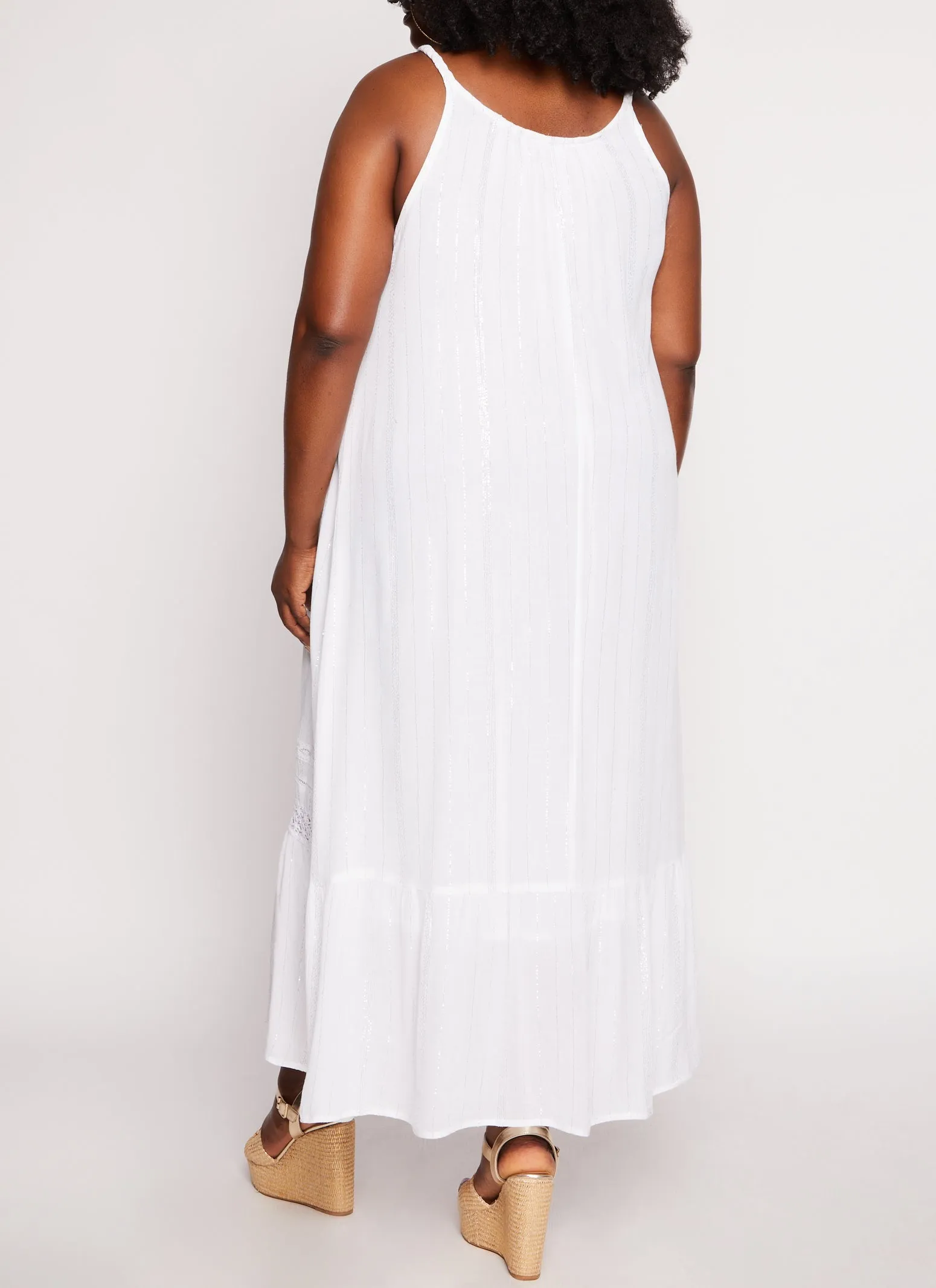 Plus Size Gauze Knit Lurex Striped Maxi Dress sold by Rainbow product image thumbnail 3