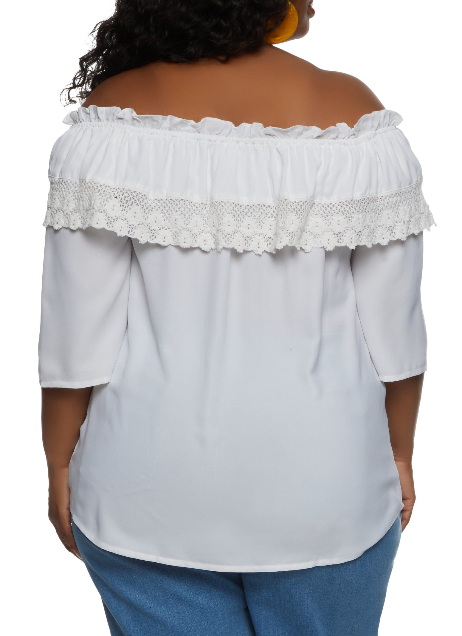 Plus Size Crochet Detail Off the Shoulder Top sold by Rainbow product image thumbnail 2