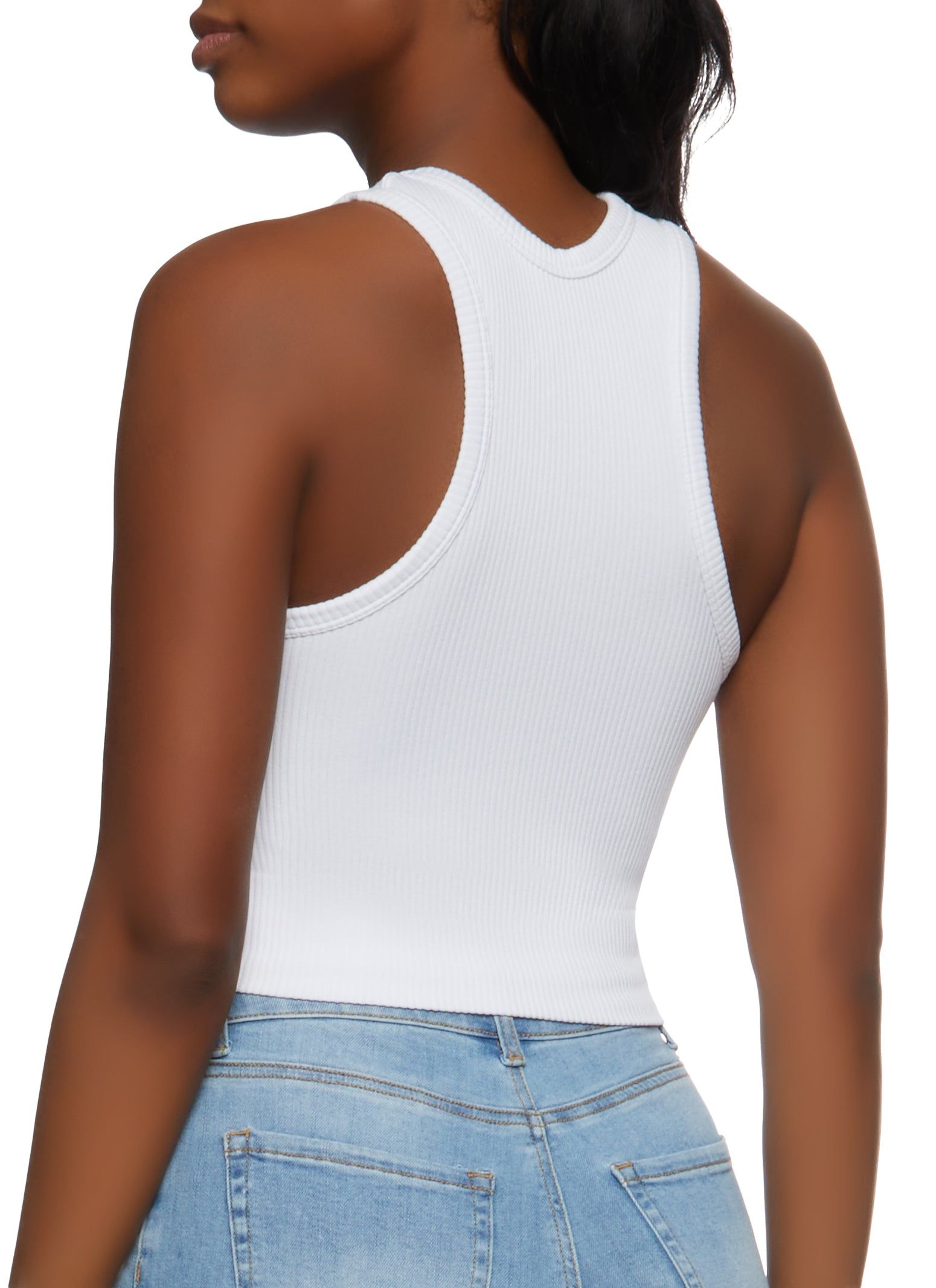 Rib Knit Seamless Cropped Tank Top sold by Rainbow product image thumbnail 2