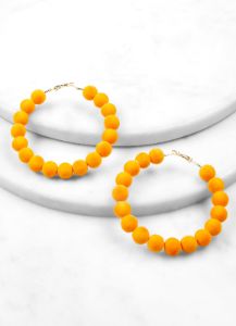 Velvet Beaded Hoop Earrings sold by Rainbow