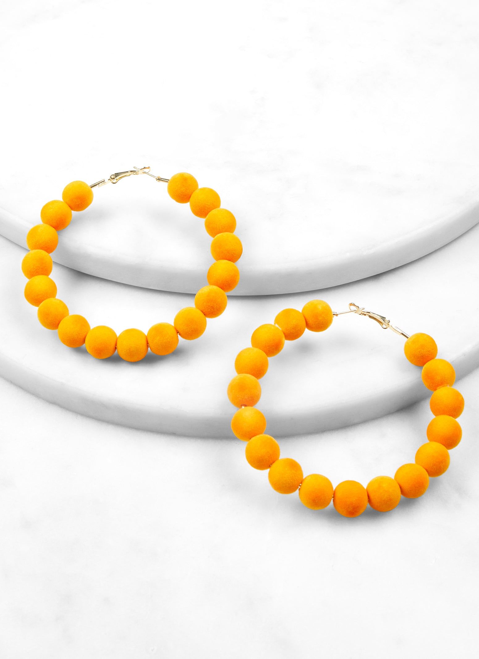 Velvet Beaded Hoop Earrings sold by Rainbow product image thumbnail 2