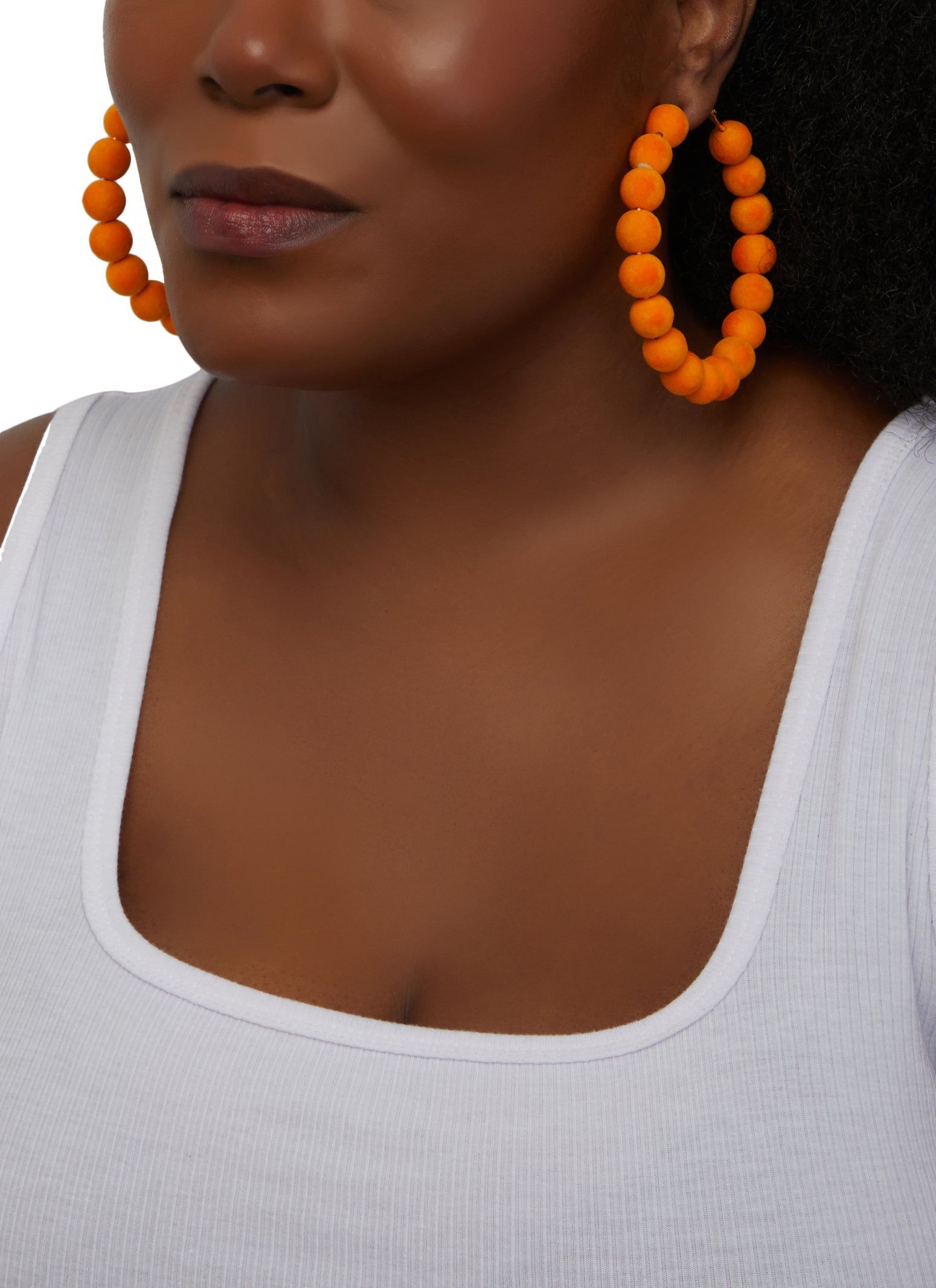 Velvet Beaded Hoop Earrings sold by Rainbow