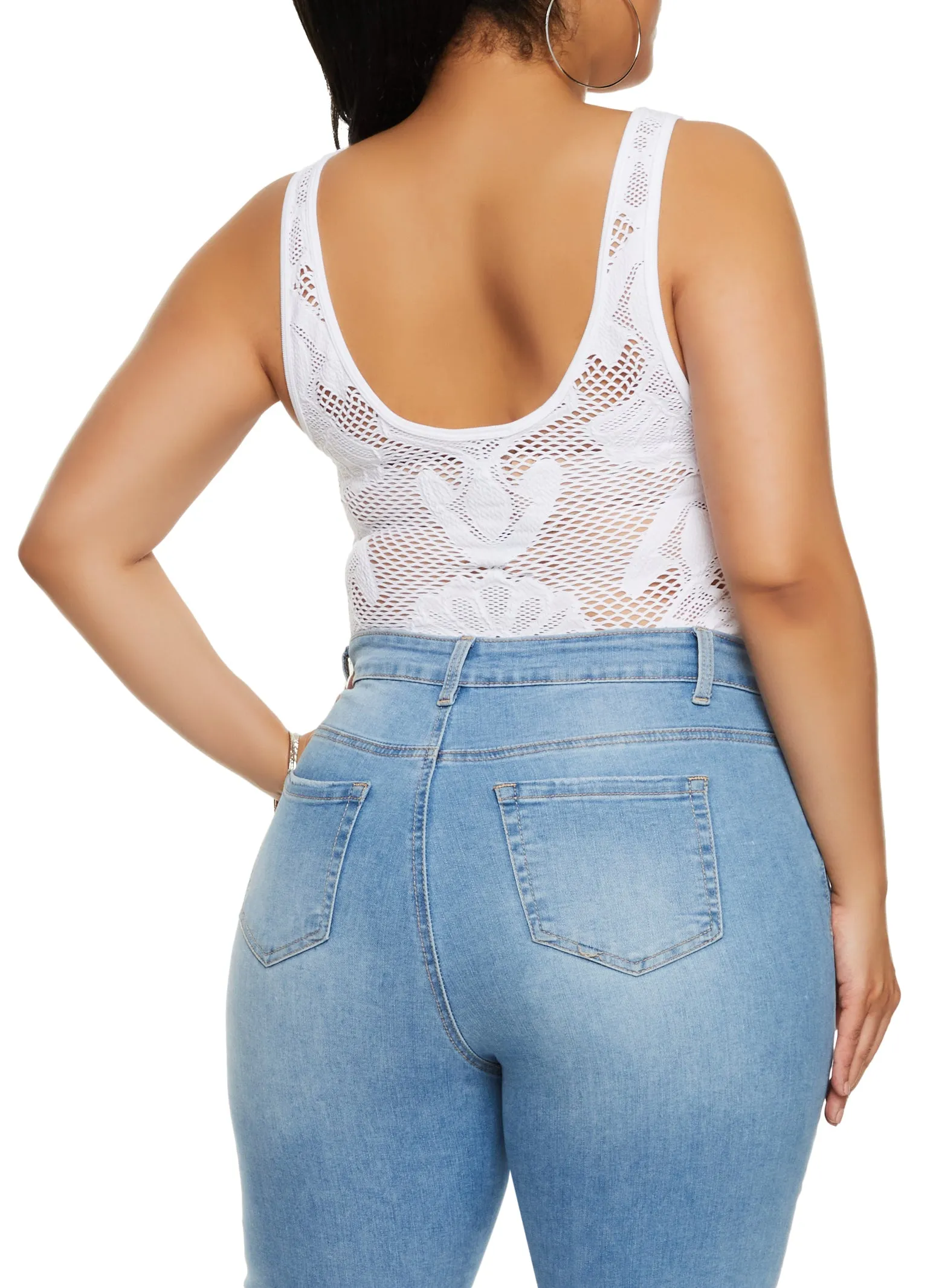 Plus Size Seamless Fishnet Patterned Bodysuit sold by Rainbow product image thumbnail 3