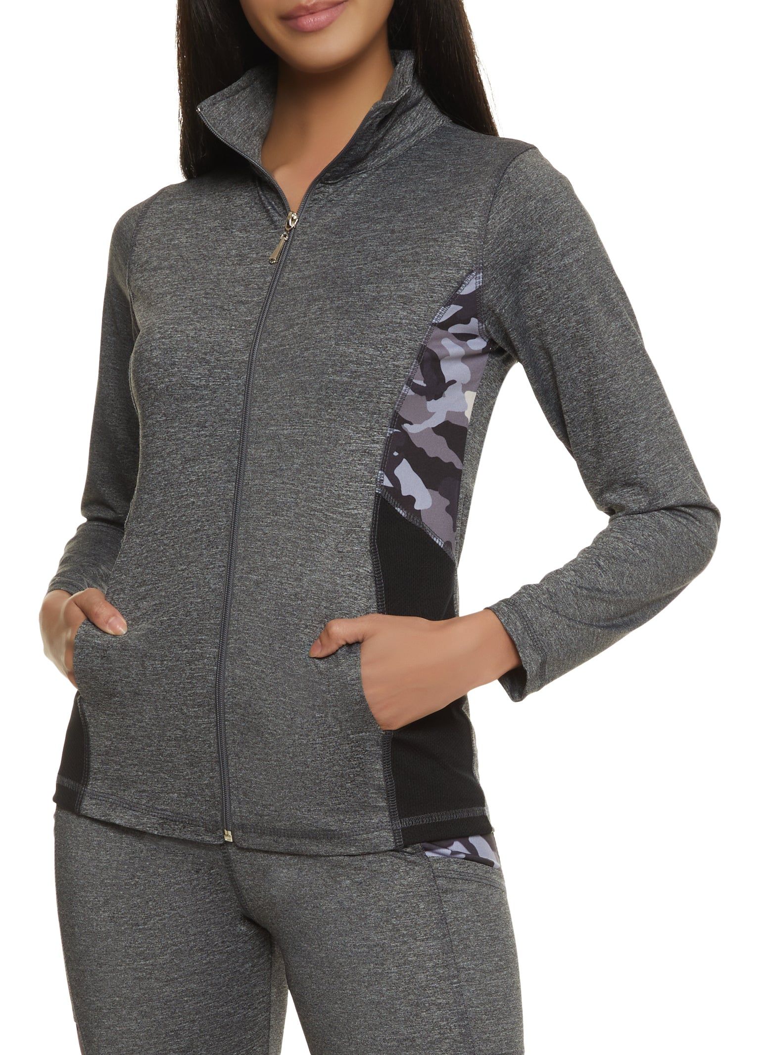 Color Block Camo Detail Track Jacket sold by Rainbow