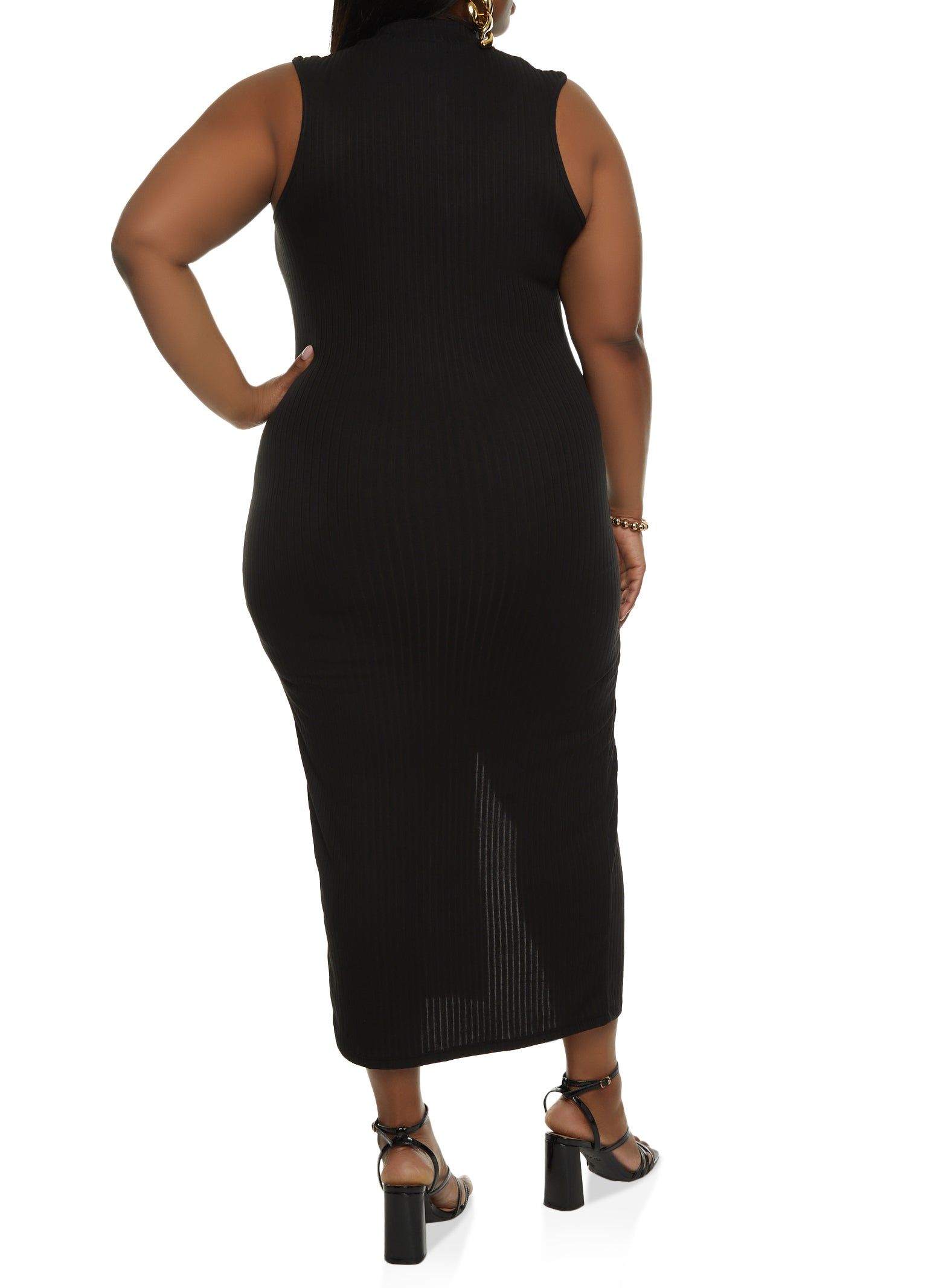 Plus Size Mock Neck Side Slit Tank Dress sold by Rainbow product image thumbnail 3