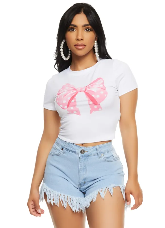 Bow Cropped Graphic Tee sold by Rainbow