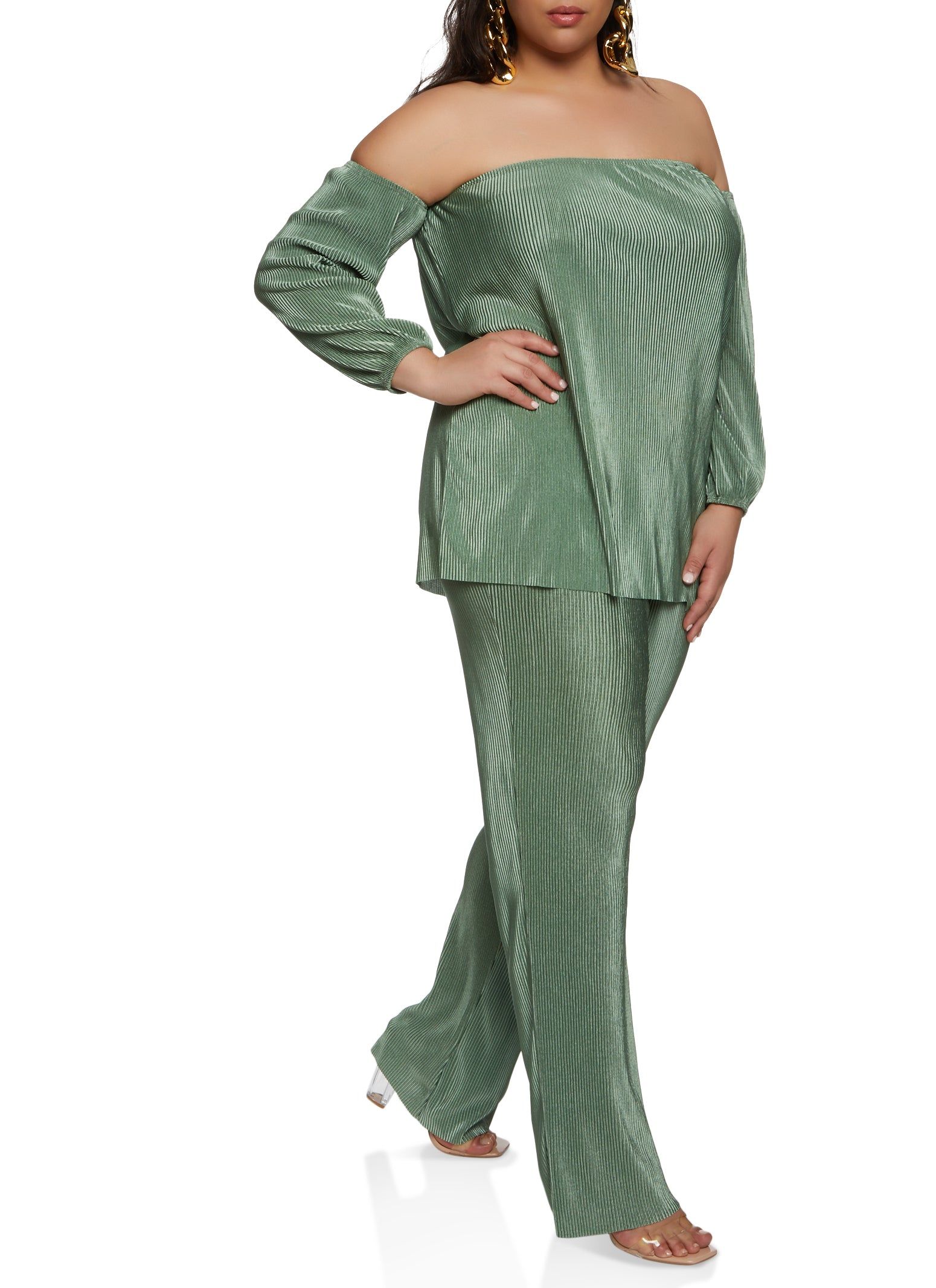 Plus Size Plisse Off the Shoulder Top sold by Rainbow product image thumbnail 2