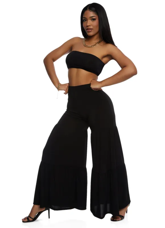 High Waist Tiered Palazzo Pants sold by Rainbow