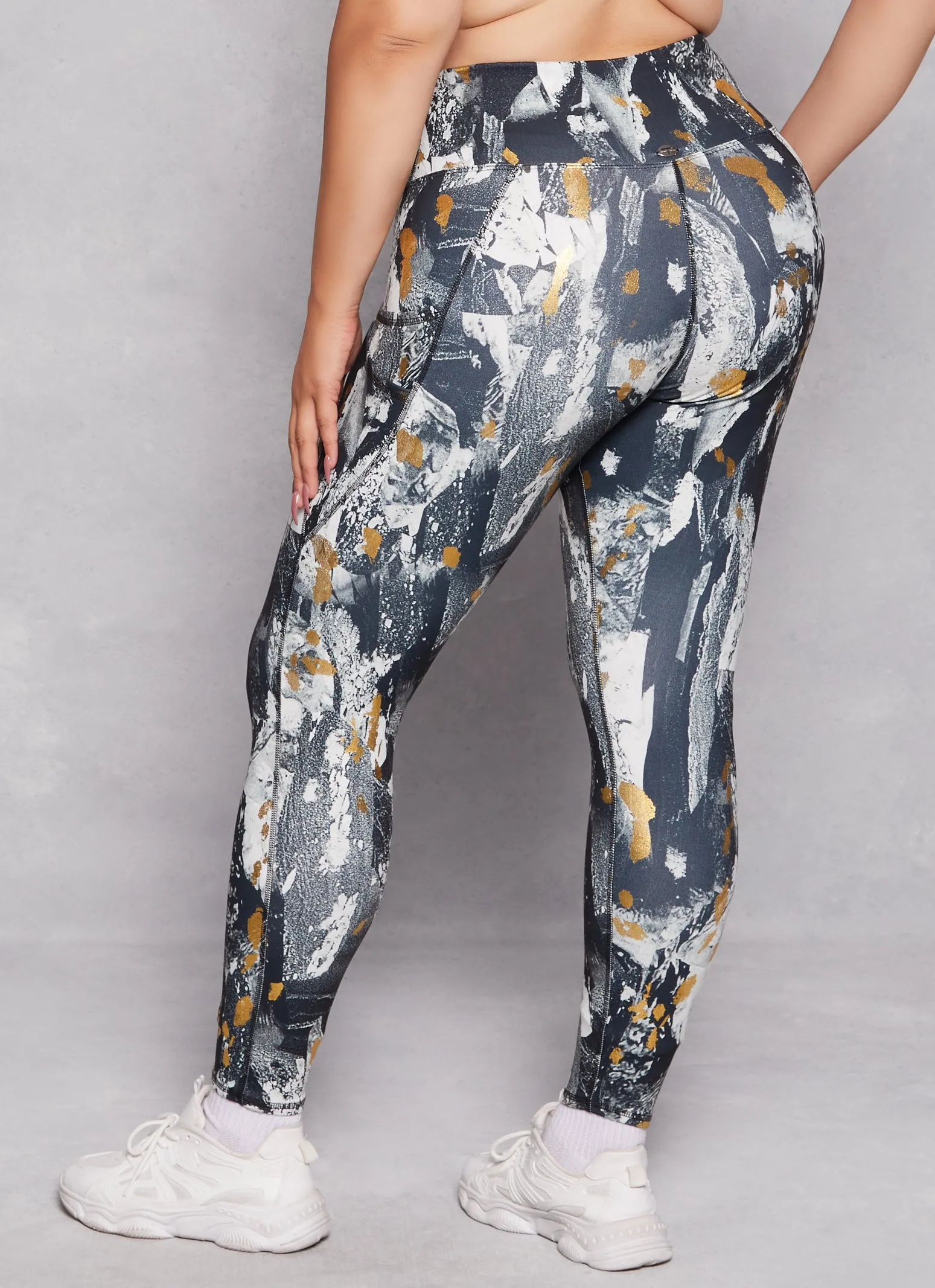 Plus Size Foil Screen Paint Splatter Leggings sold by Rainbow product image thumbnail 3