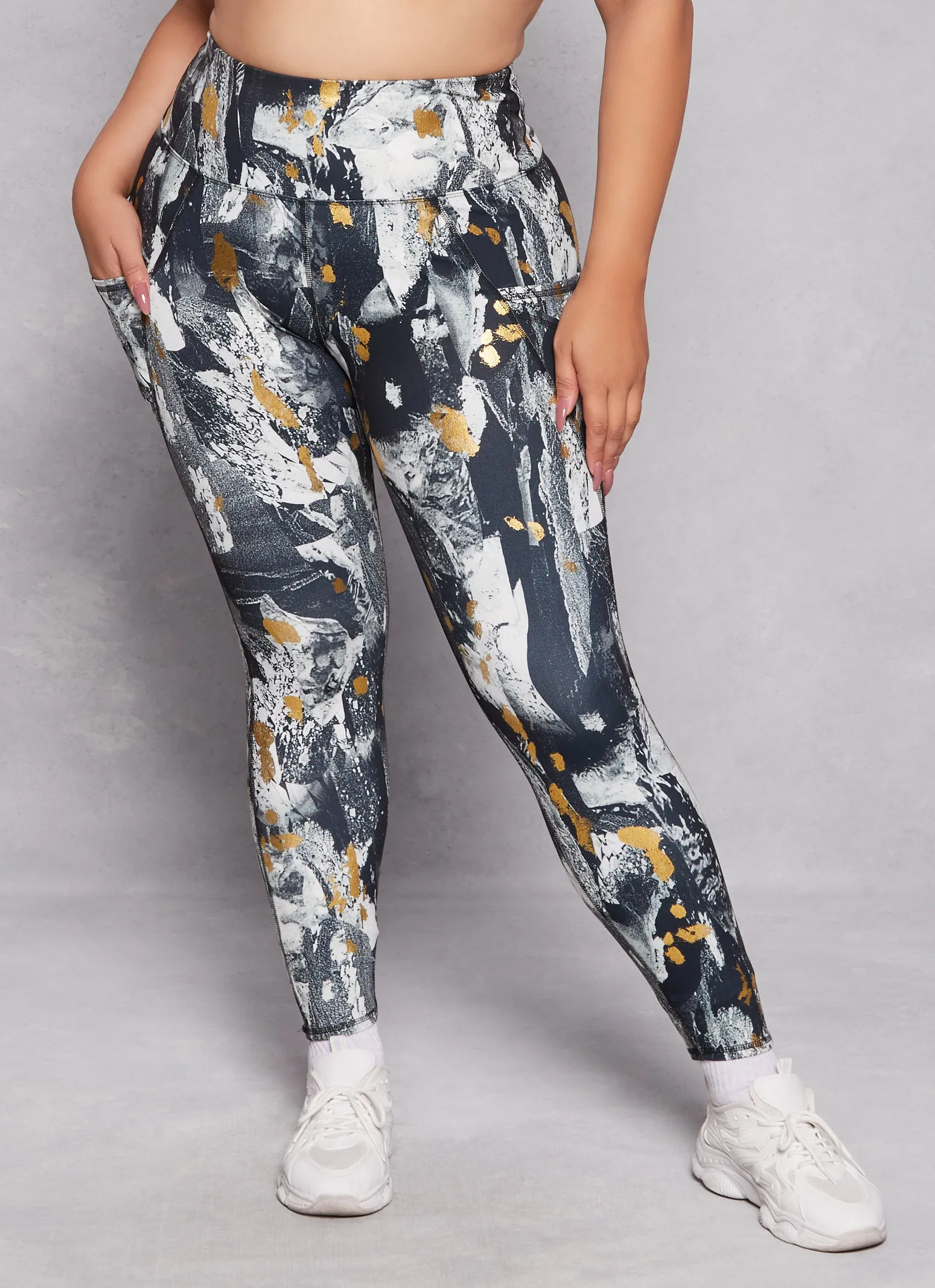 Plus Size Foil Screen Paint Splatter Leggings sold by Rainbow product image thumbnail 2