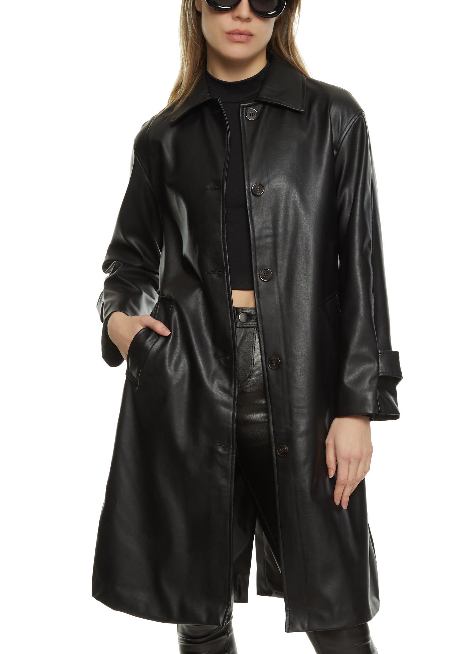 Faux Leather Trench Coat sold by Rainbow