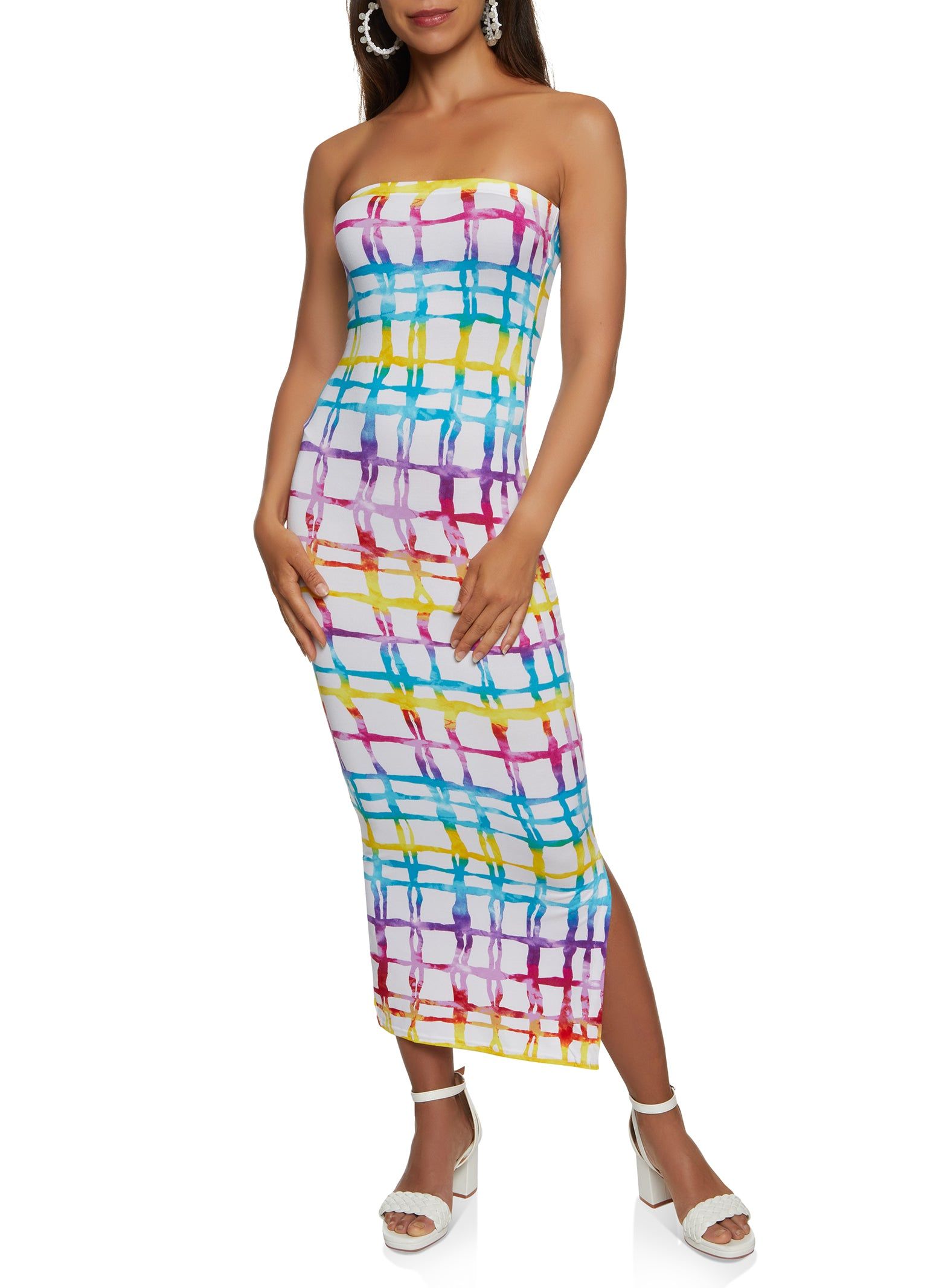 Rainbow Printed Tube Maxi Dress sold by Rainbow