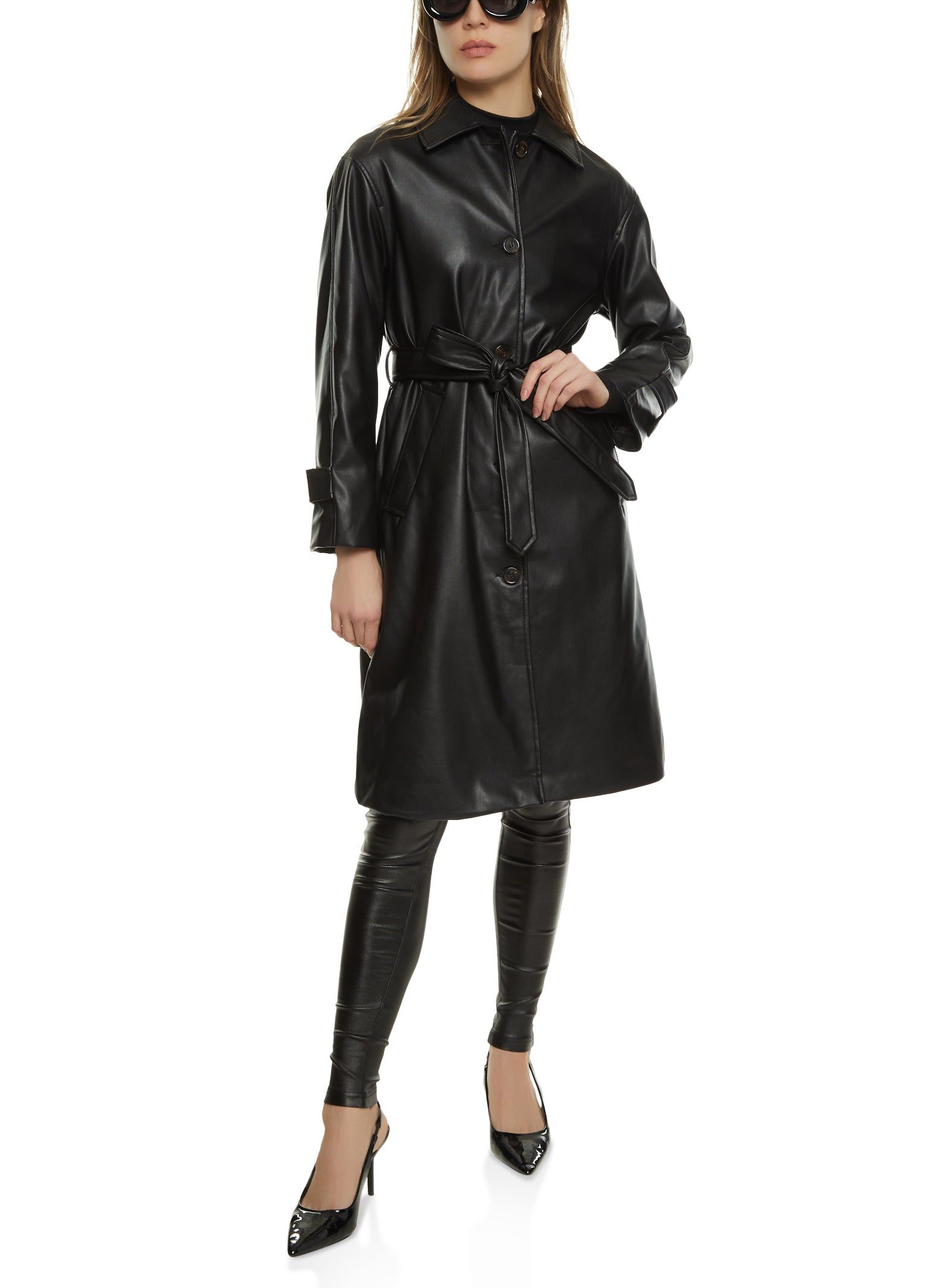 Faux Leather Trench Coat sold by Rainbow product image thumbnail 2