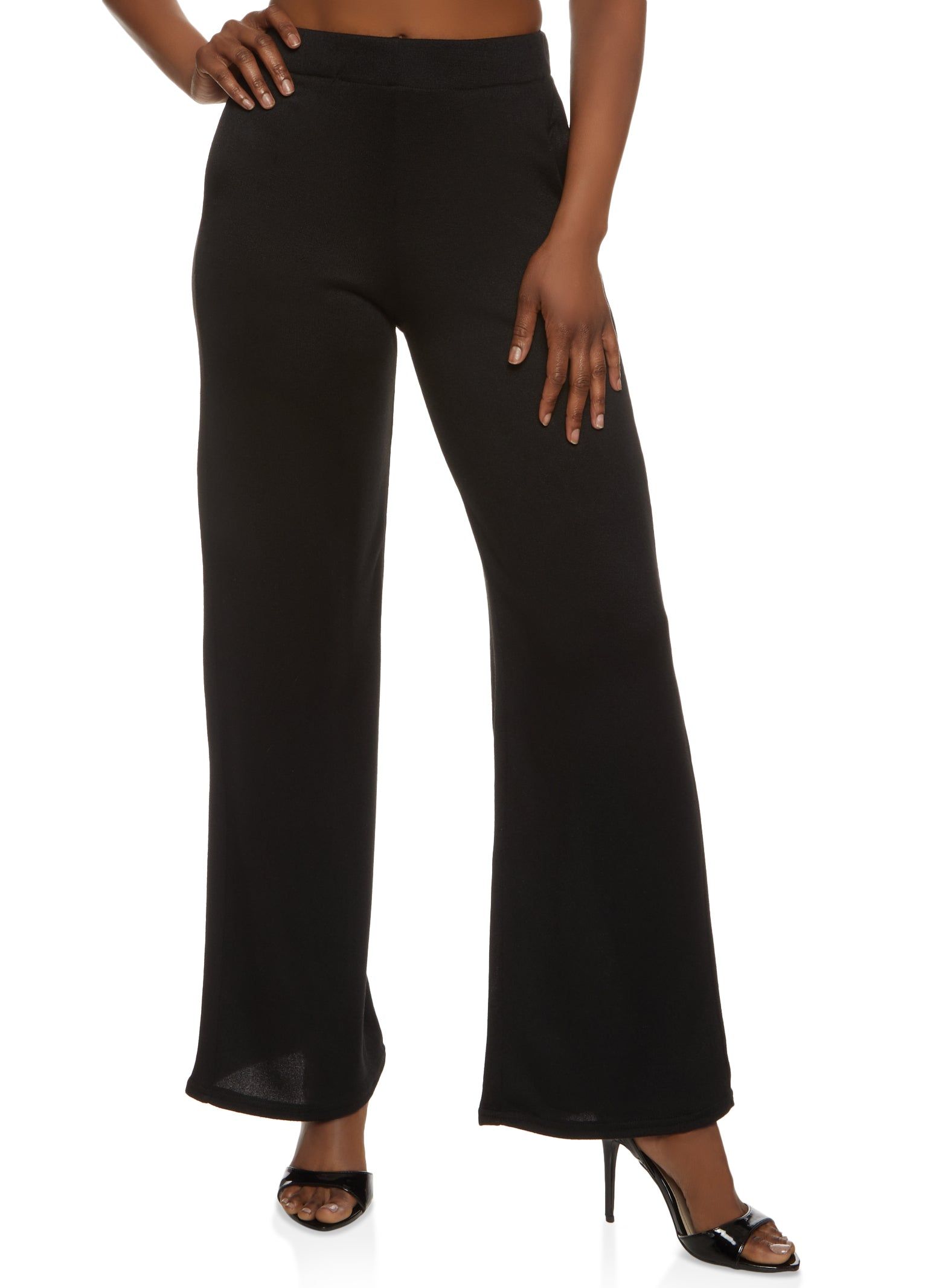 Brushed Knit High Waisted Wide Leg Pants sold by Rainbow