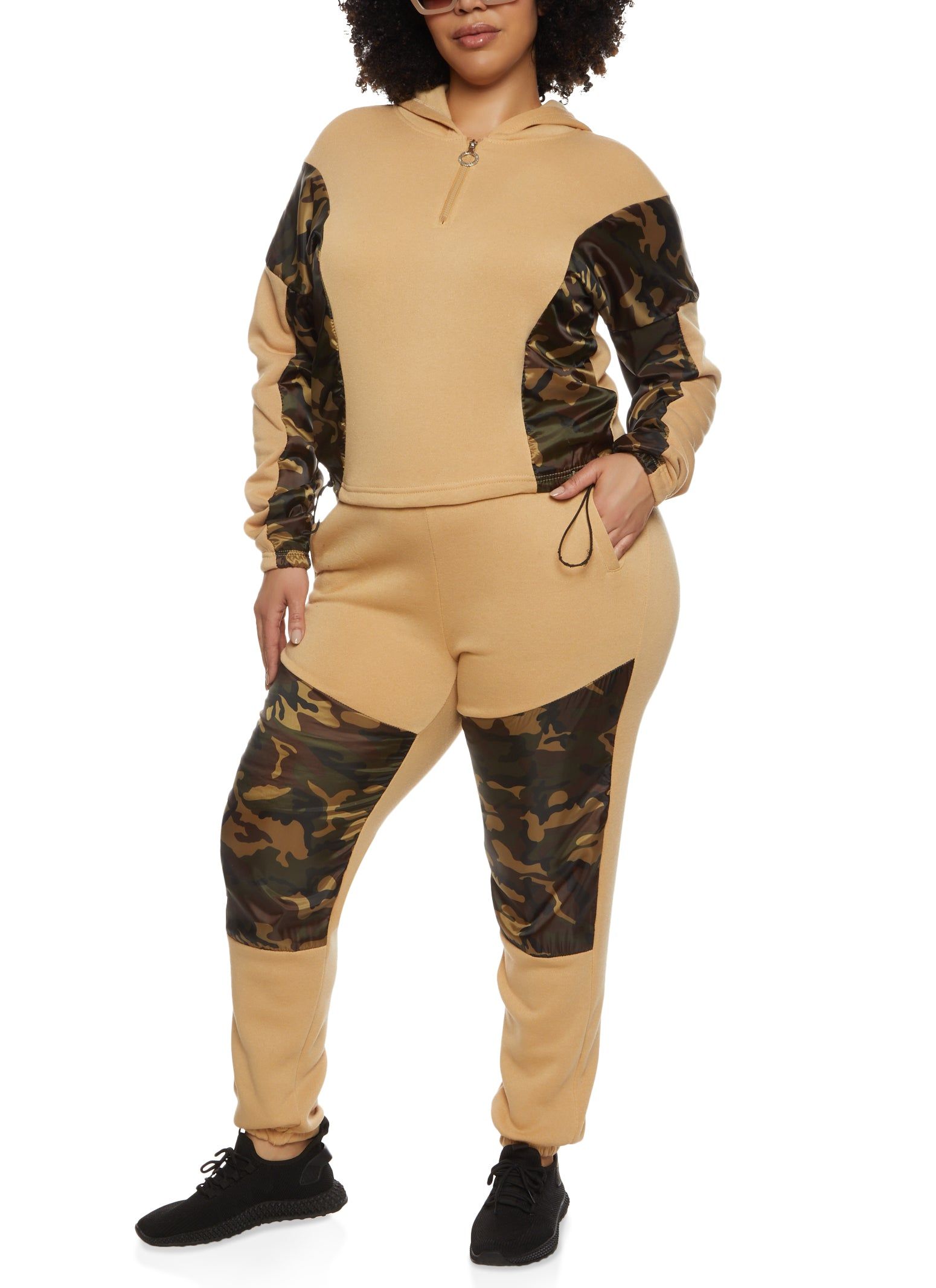 Plus Size Camo Color Block Pullover Hoodie sold by Rainbow product image thumbnail 2