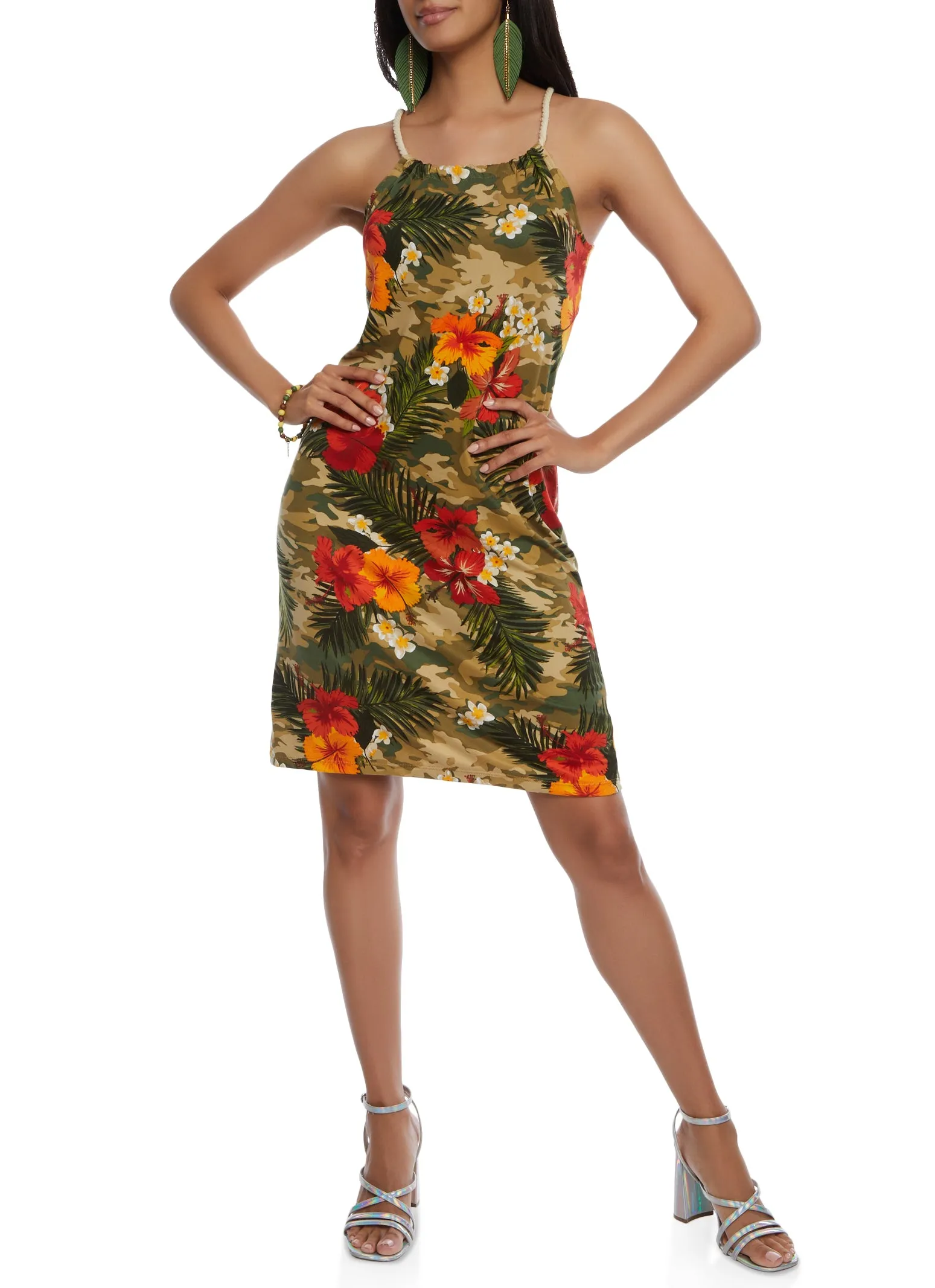 Camo Floral Print Rope Strap Midi Dress sold by Rainbow product image thumbnail 2