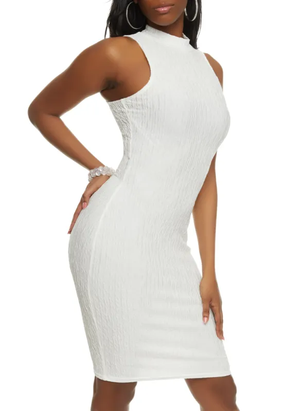 Textured Knit Mock Neck Tank Dress sold by Rainbow