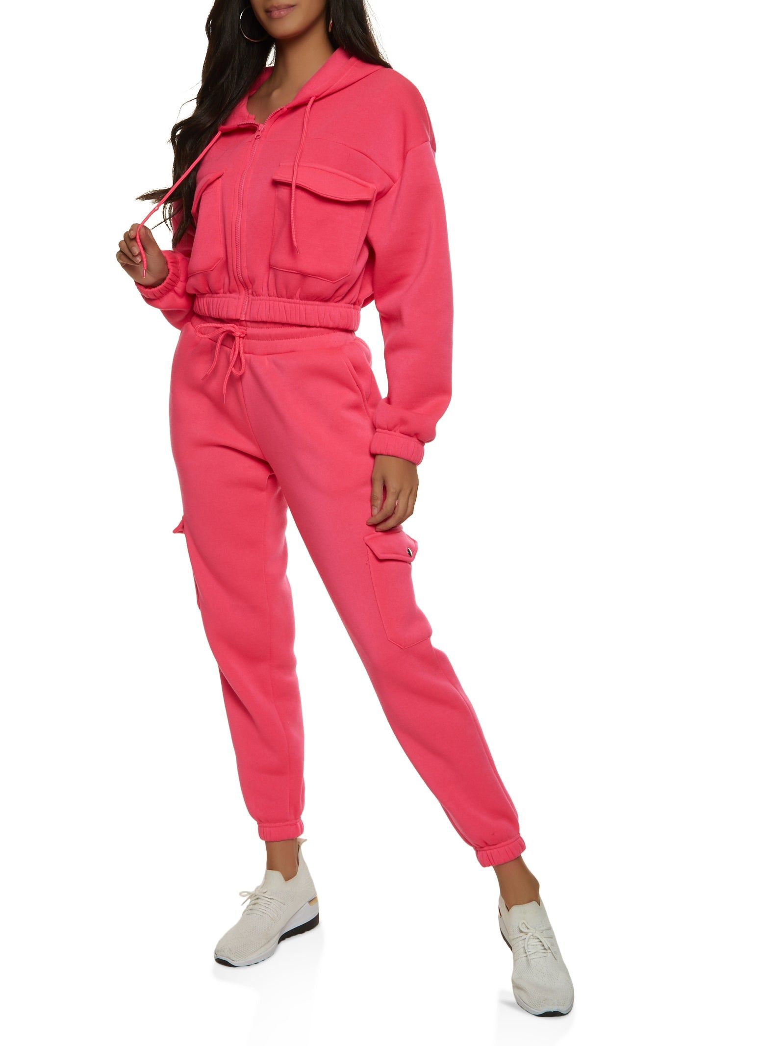 Zip Front Cargo Pocket Cropped Hoodie sold by Rainbow product image thumbnail 2