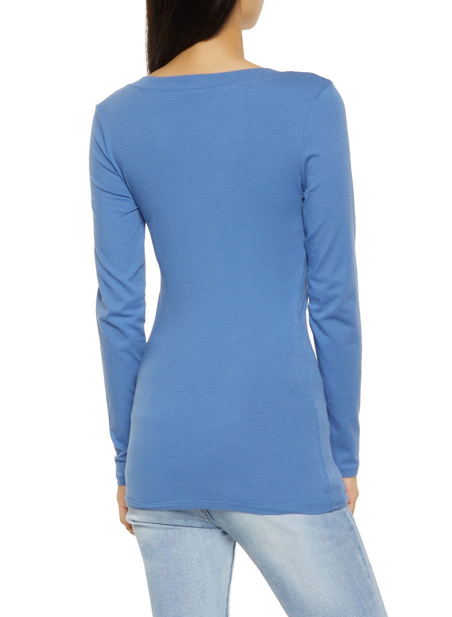 Solid V Neck Long Sleeve Top sold by Rainbow product image thumbnail 2