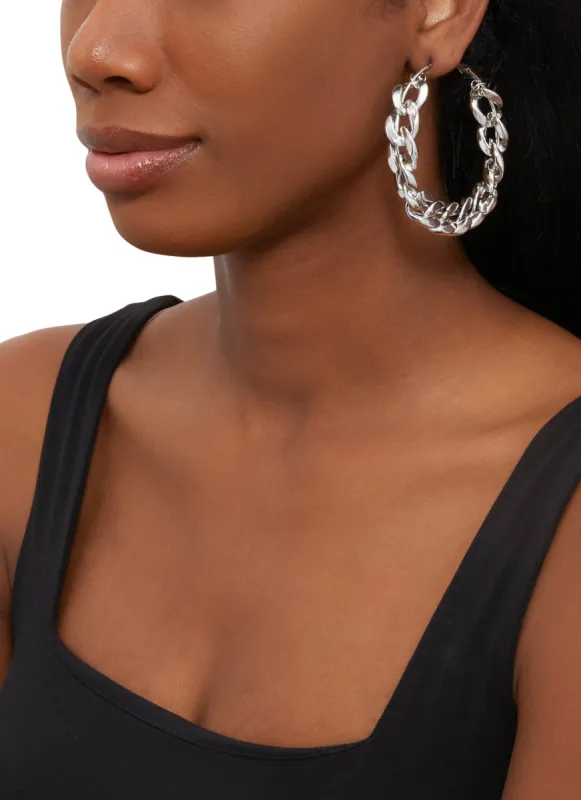 Chain Link Hoop Earrings sold by Rainbow