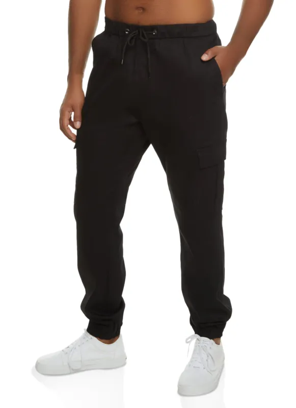 Mens Twill Drawstring Cargo Joggers sold by Rainbow