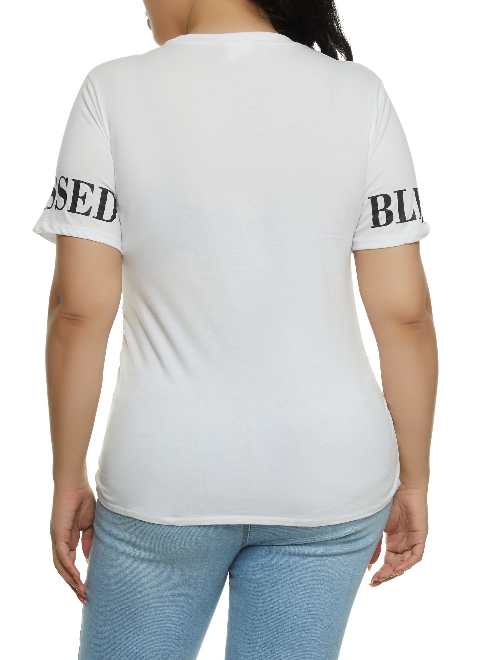Plus Size Blessed Rose Graphic Laser Cut Tee sold by Rainbow product image thumbnail 2