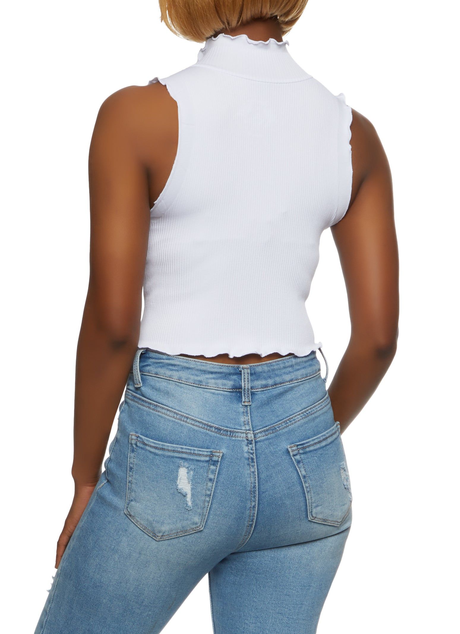 Seamless Lettuce Edge Cropped Tank Top sold by Rainbow product image thumbnail 2