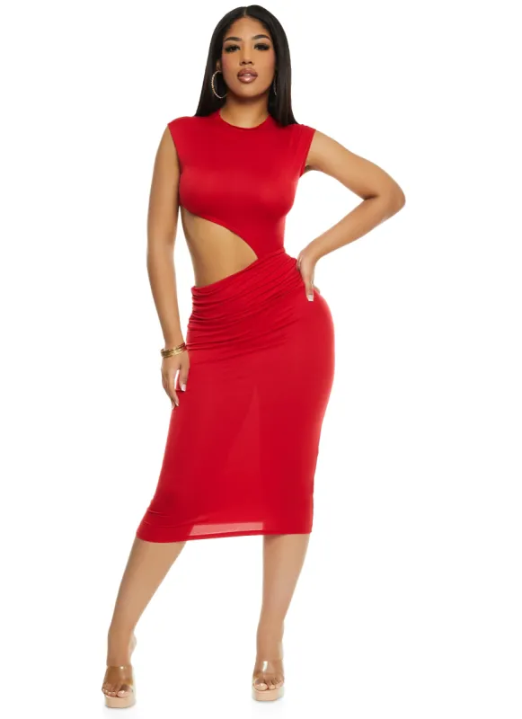 Ruched Cut Out Bodycon Maxi Dress sold by Rainbow