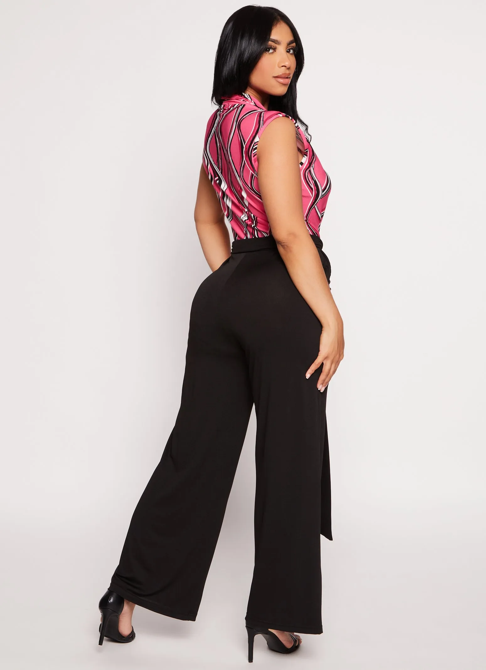 Printed Faux Wrap Tie Waist Jumpsuit sold by Rainbow product image thumbnail 3