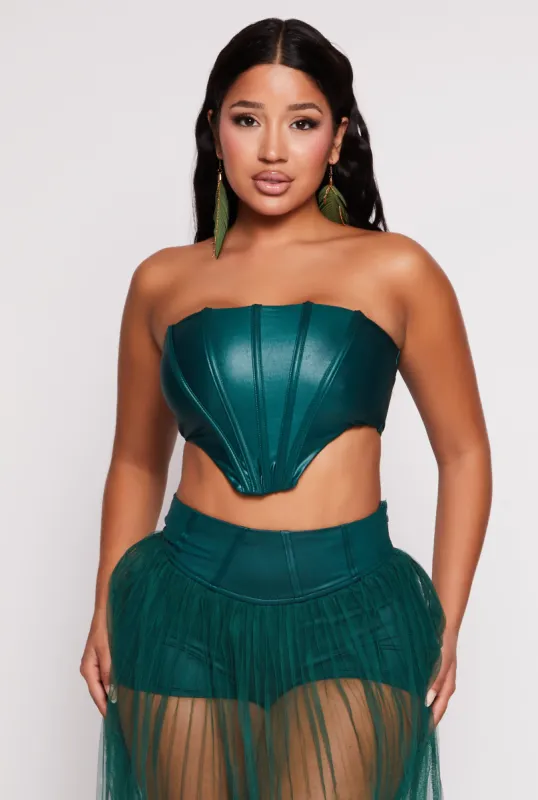 Faux Leather Cropped Corset Top sold by Rainbow