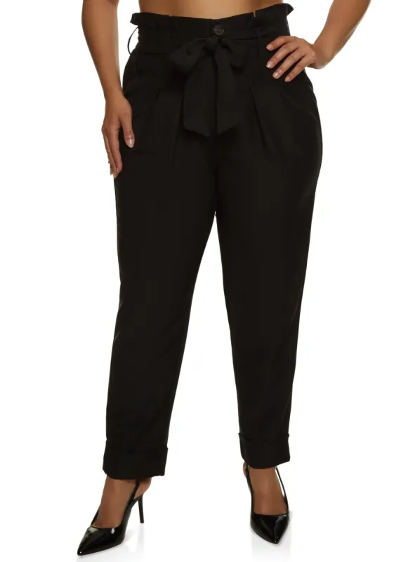 Plus Size Paperbag Pleated Pants sold by Rainbow
