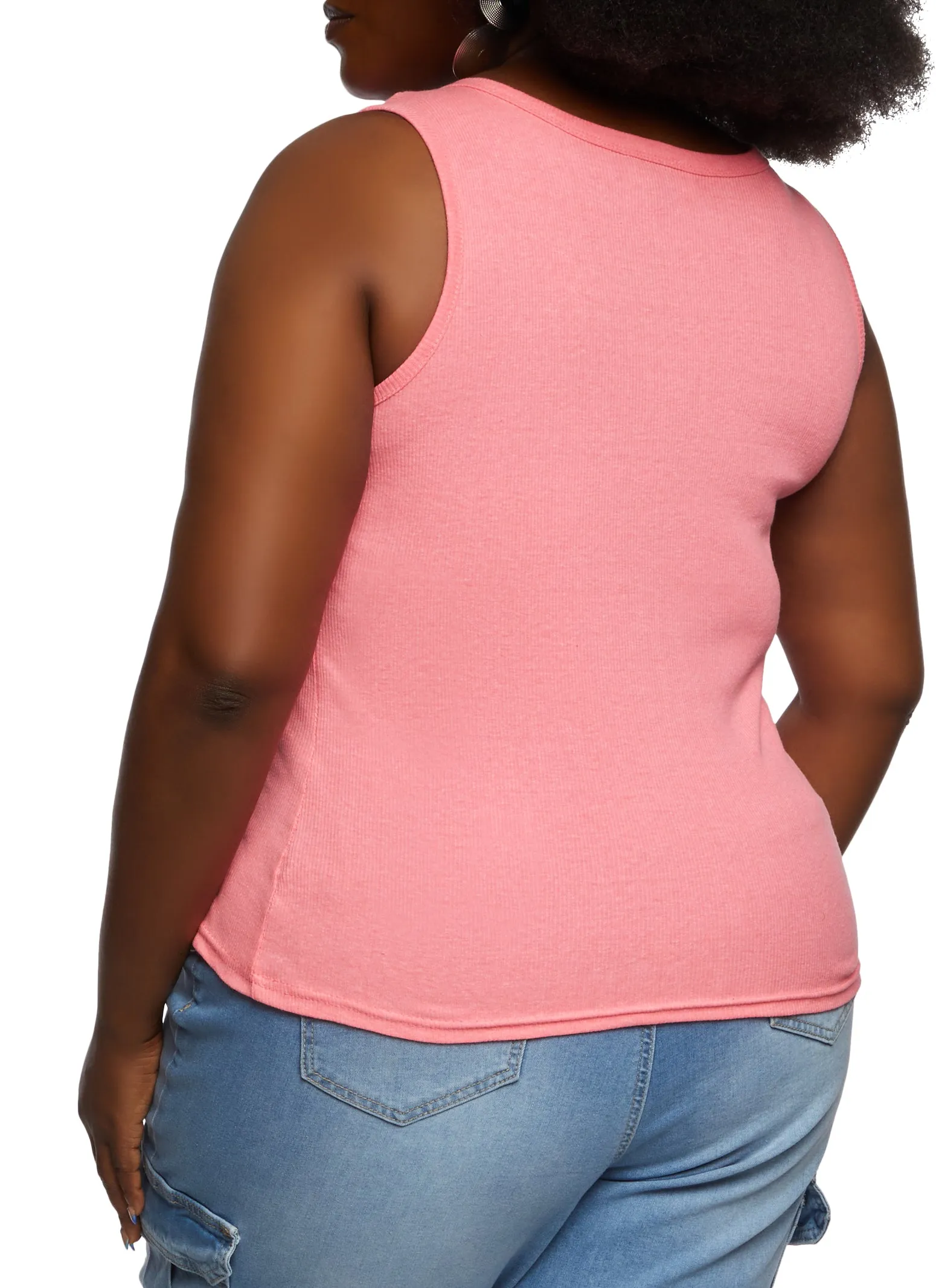 Plus Size Snap Button Notch Neck Tank Top sold by Rainbow product image thumbnail 3