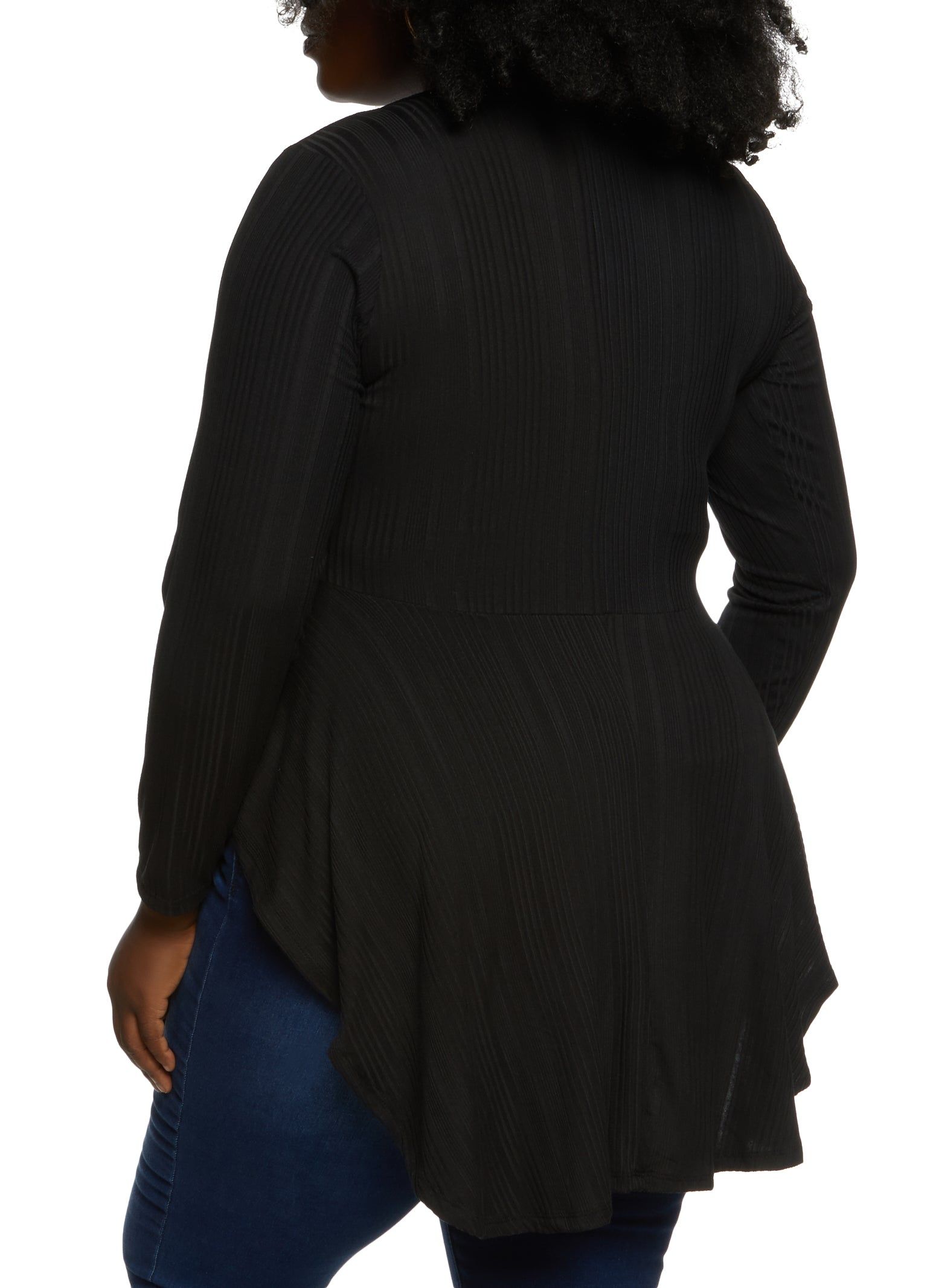 Plus Size Long Sleeve Peplum Top with Necklace sold by Rainbow product image thumbnail 2