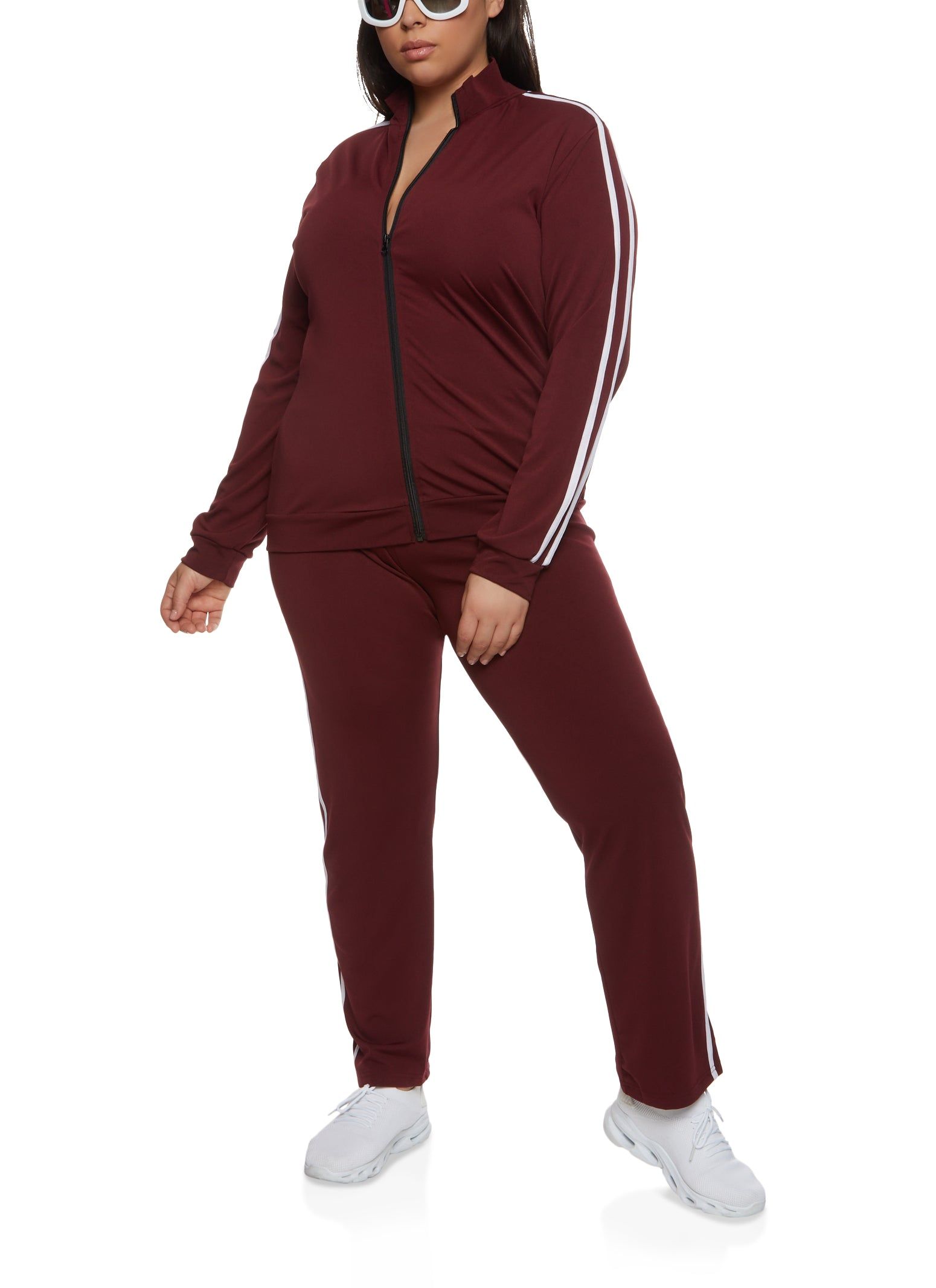 Plus Size Varsity Striped Zip Front Track Jacket sold by Rainbow product image thumbnail 2