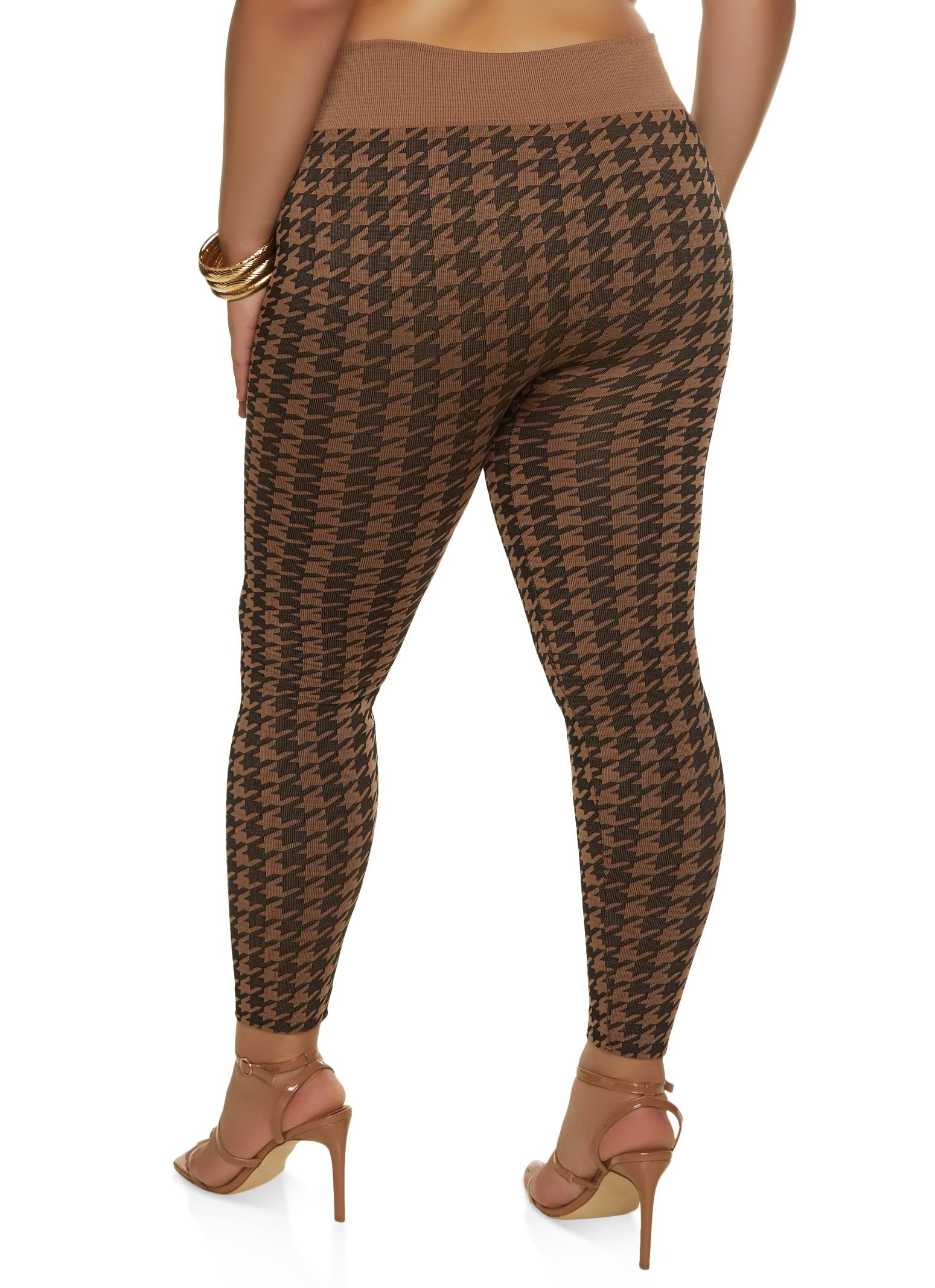 Plus Size Seamless Houndstooth Print Leggings sold by Rainbow product image thumbnail 2