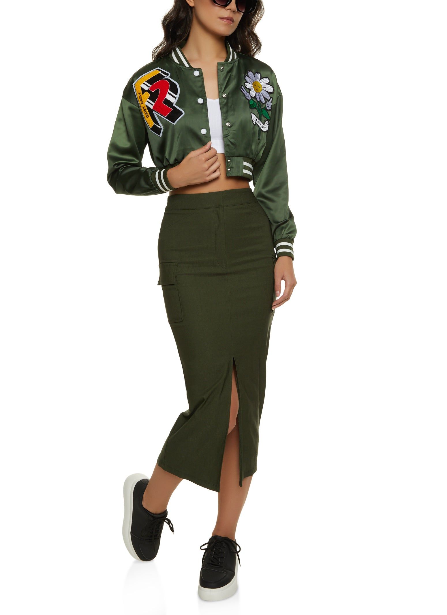 Split Hem Cargo Pocket Maxi Skirt sold by Rainbow product image thumbnail 2