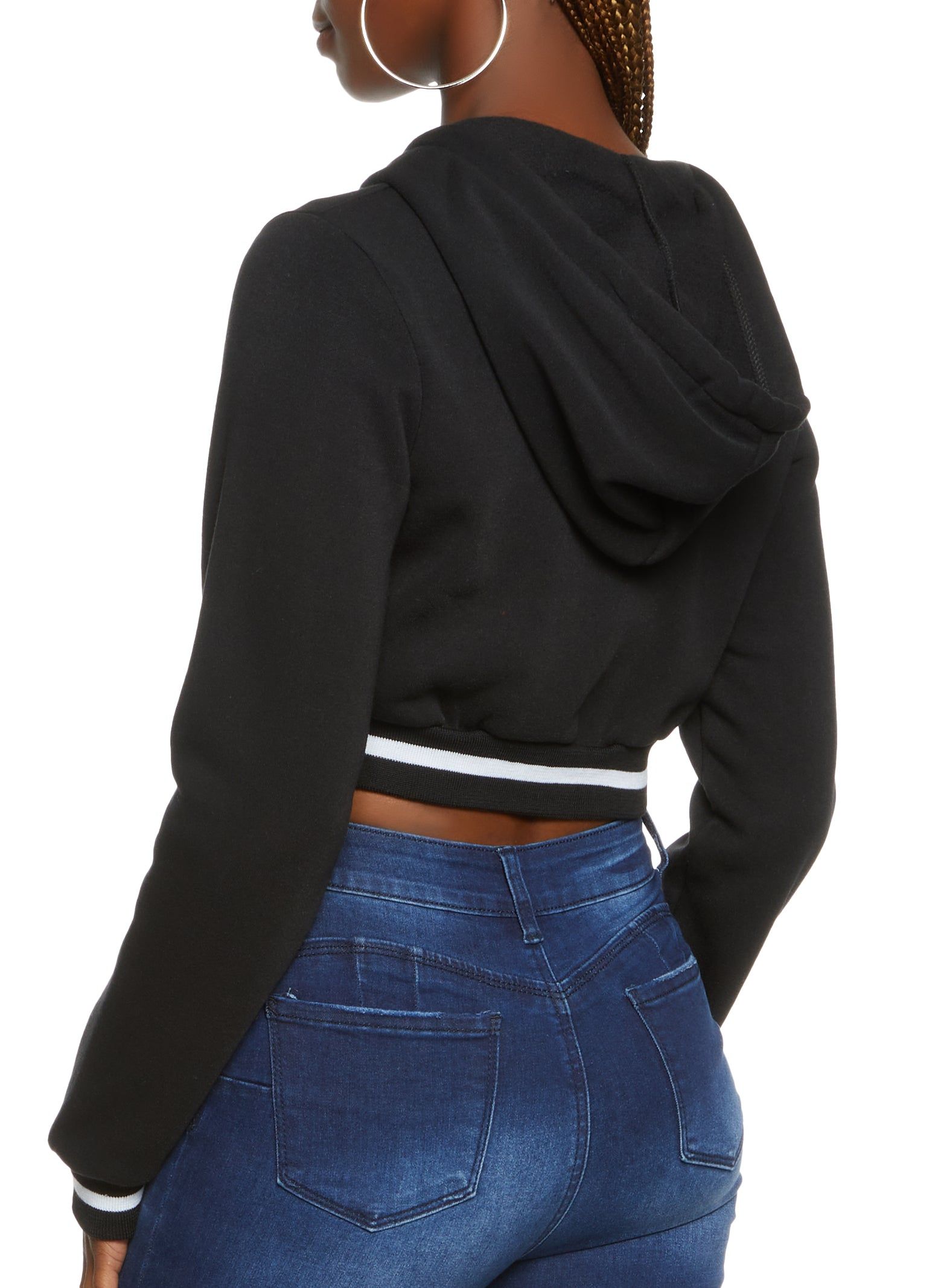 B Initial Chenille Patch Cropped Hoodie sold by Rainbow product image thumbnail 2