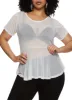 Plus Size Sheer Mesh Short Sleeve Peplum Top sold by Rainbow
