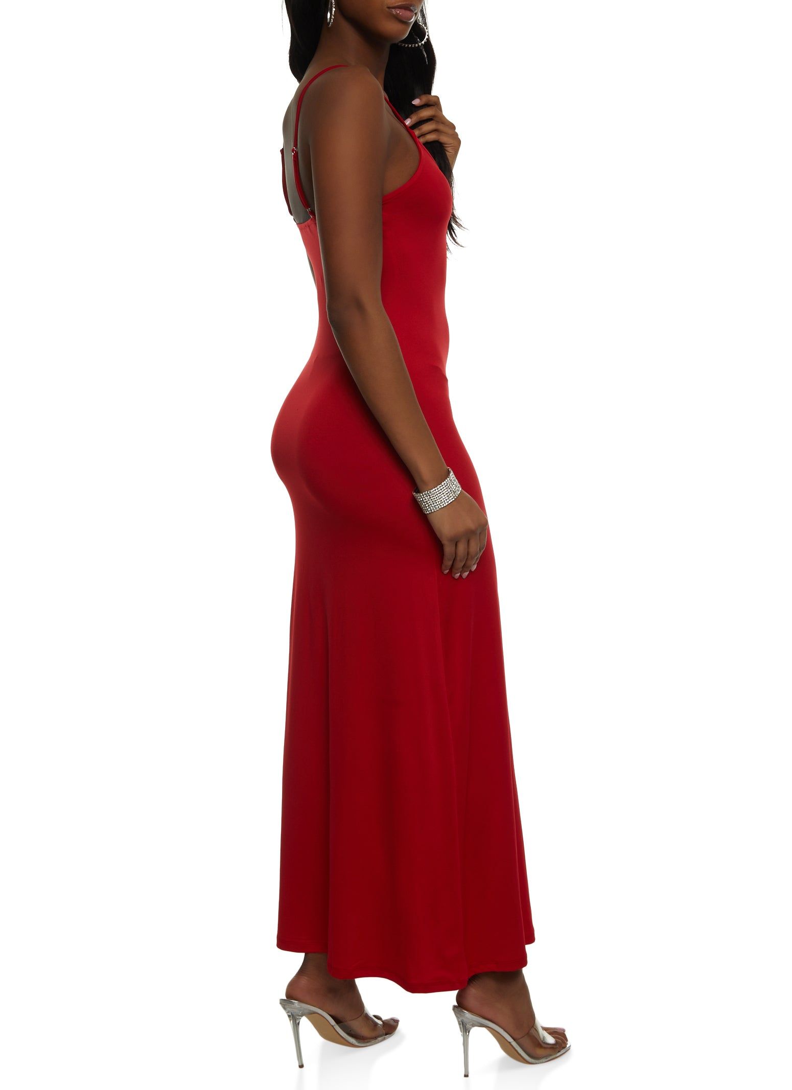 Solid V Neck Sleeveless Maxi Dress sold by Rainbow product image thumbnail 3