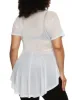 Plus Size Sheer Mesh Short Sleeve Peplum Top sold by Rainbow