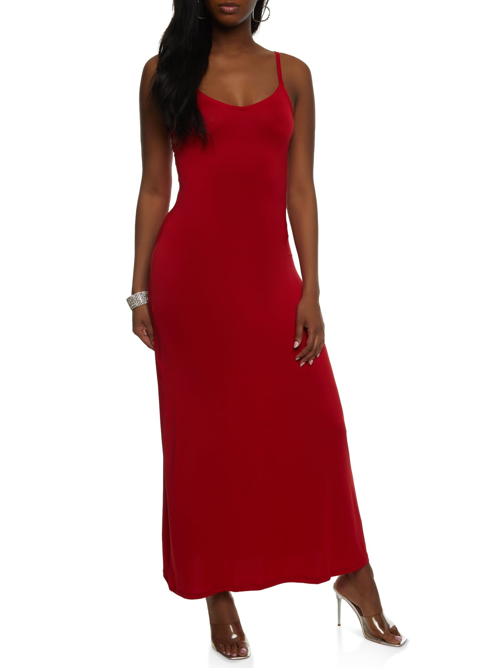 Solid V Neck Sleeveless Maxi Dress sold by Rainbow product image thumbnail 2