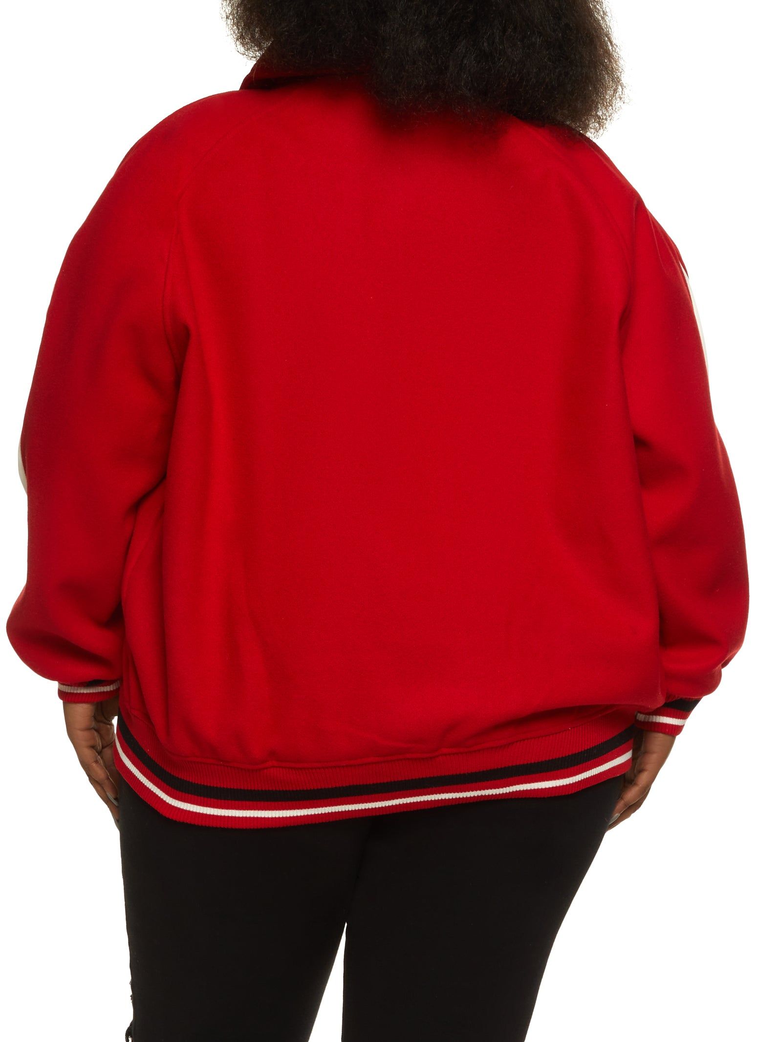 Plus Size NY Chenille Patch Collared Varsity Bomber Jacket sold by Rainbow product image thumbnail 3