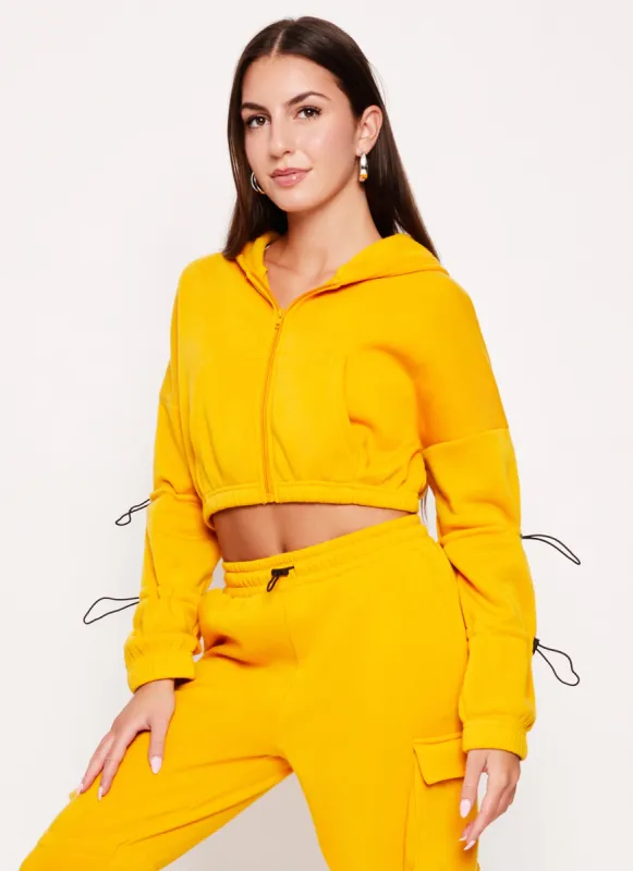 Fleece Toggle Drawstring Zip Front Hoodie sold by Rainbow