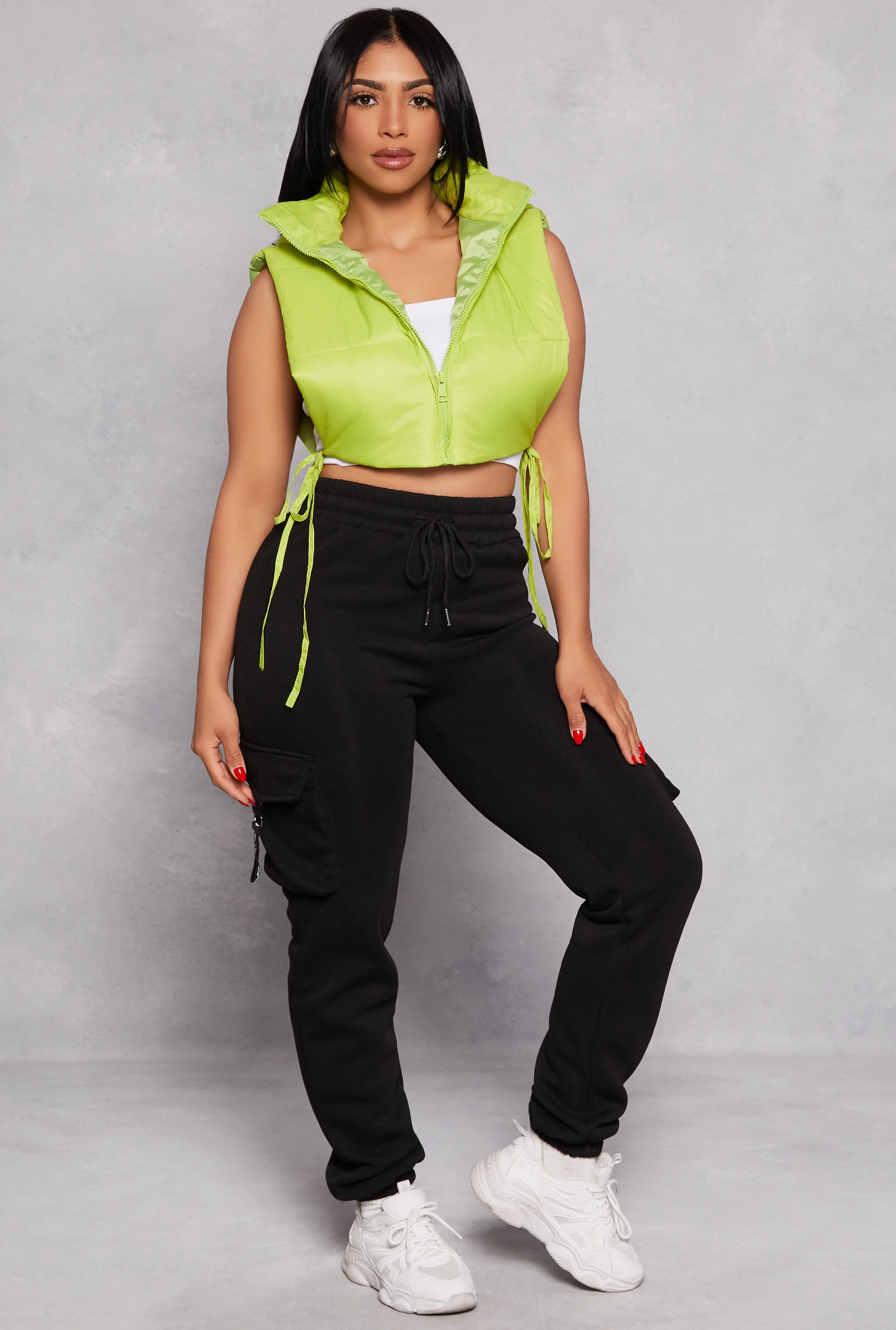 Fleece Drawstring High Waist Cargo Pocket Joggers sold by Rainbow