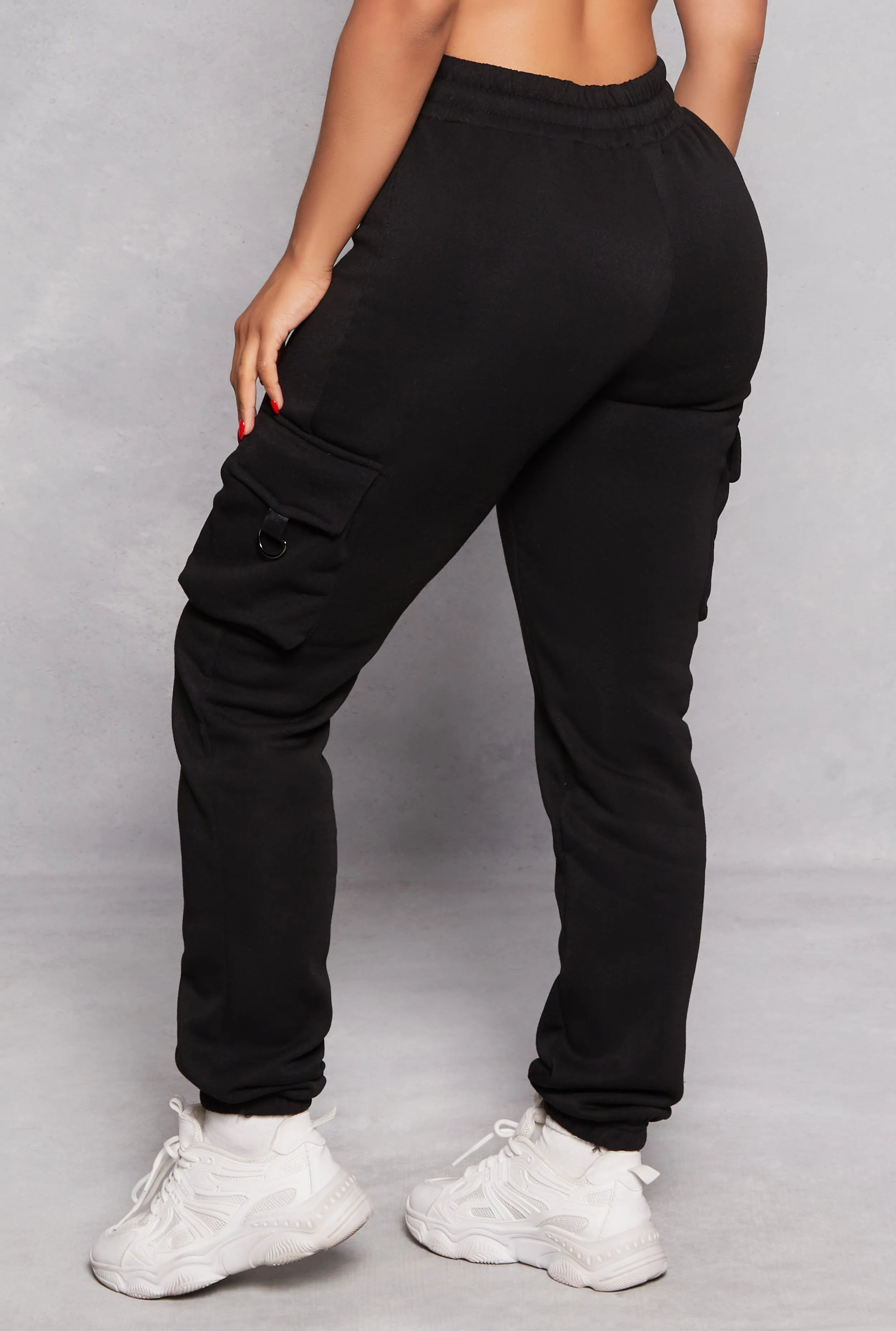 Fleece Drawstring High Waist Cargo Pocket Joggers sold by Rainbow product image thumbnail 3