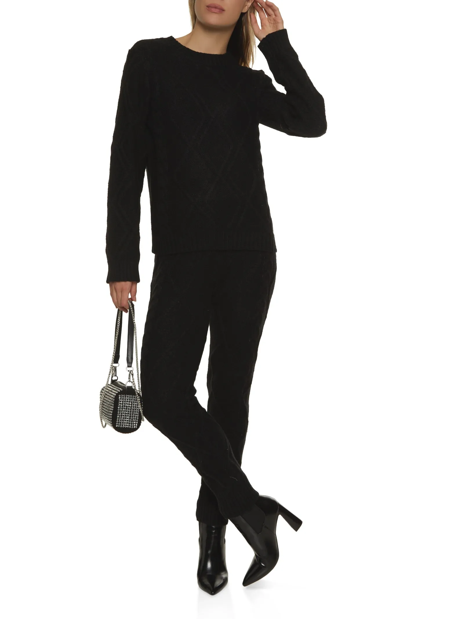 Cable Knit Crew Neck Pullover Sweater sold by Rainbow product image thumbnail 2