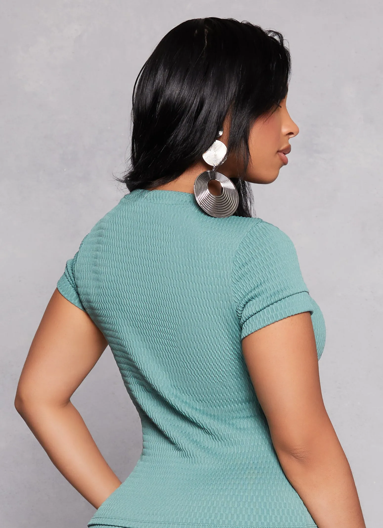 Textured Knit Crew Neck Short Sleeve Top sold by Rainbow product image thumbnail 2