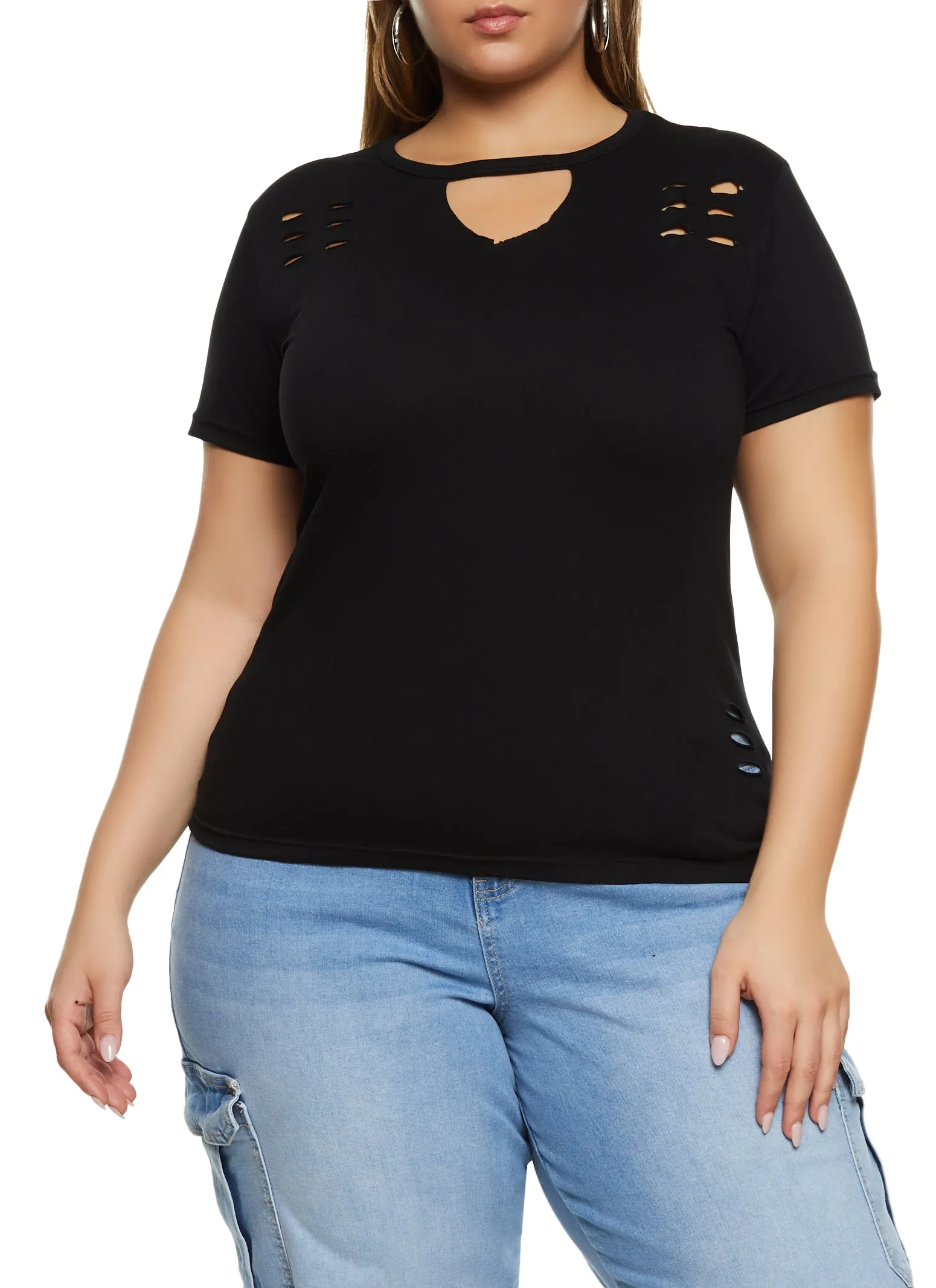 Plus Size Basic Laser Cut T Shirt sold by Rainbow product image thumbnail 2