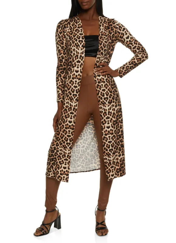 Leopard Print Long Sleeve Duster sold by Rainbow