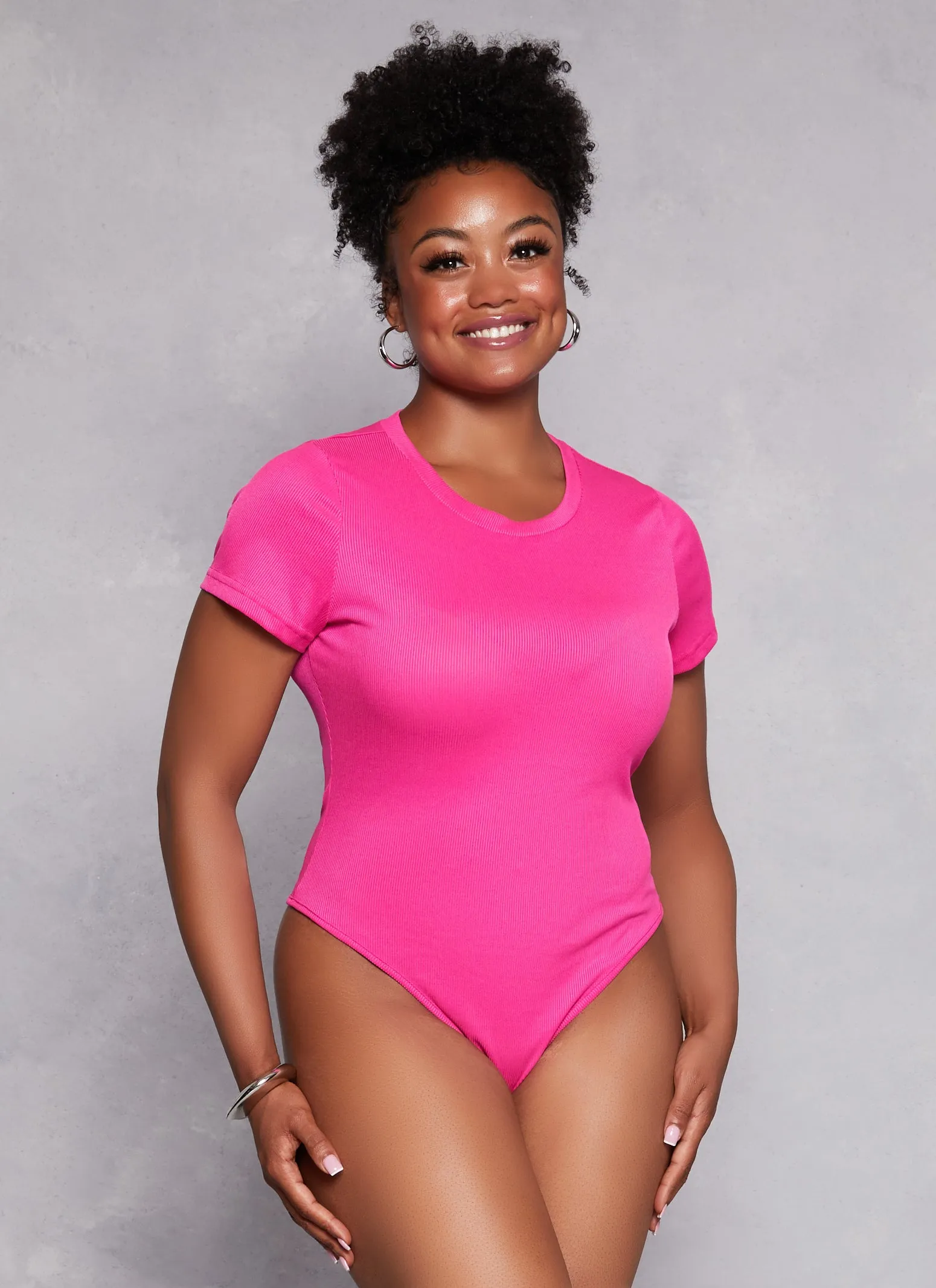 Plus Size Daisy Ribbed Crew Neck Bodysuit sold by Rainbow